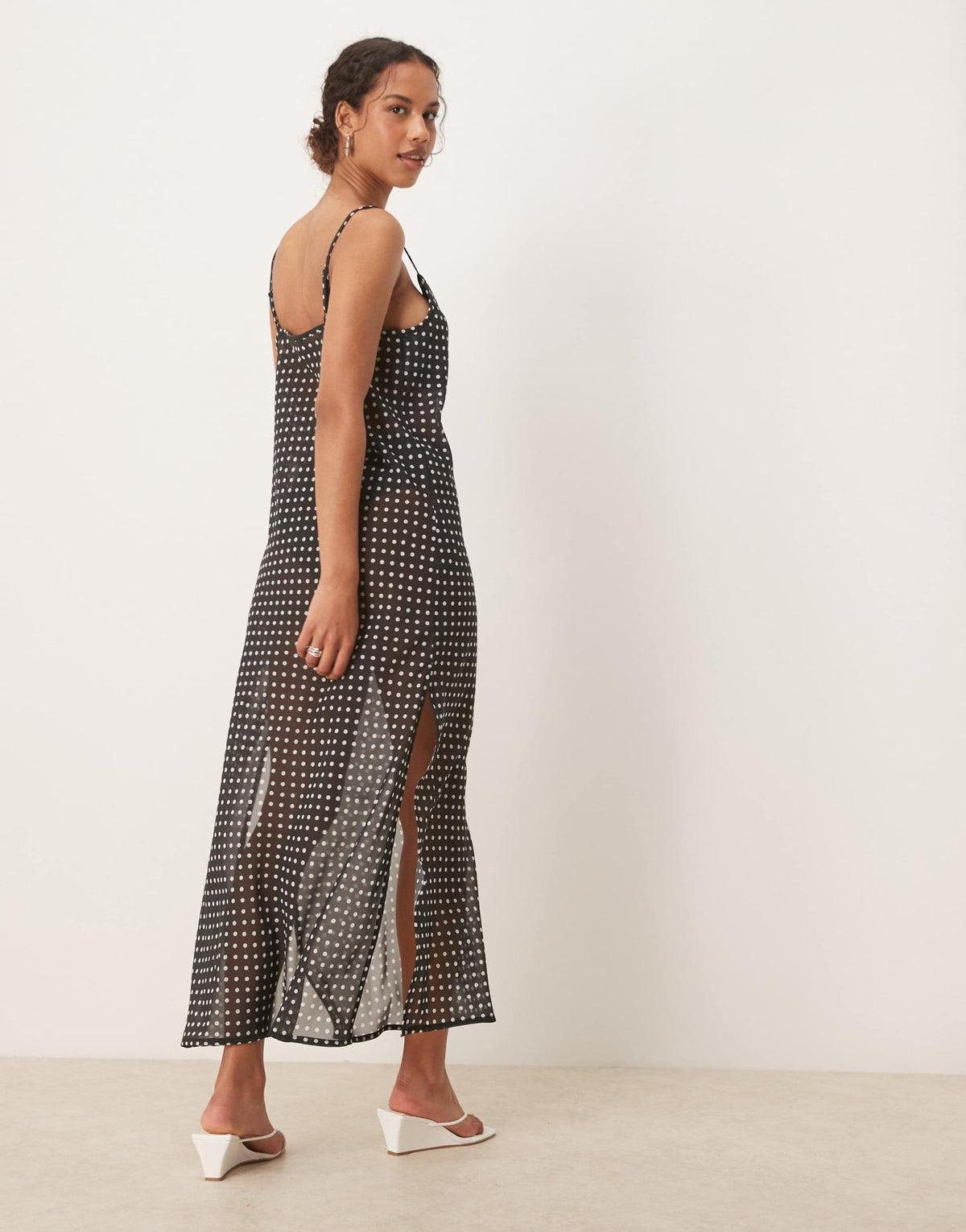 Aray polka dot print beach maxi dress in black - ASOS Sample Sale
