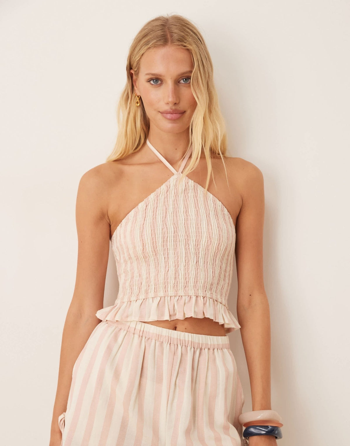 Aray stripe beach top co-ord in pink and white - ASOS Sample Sale