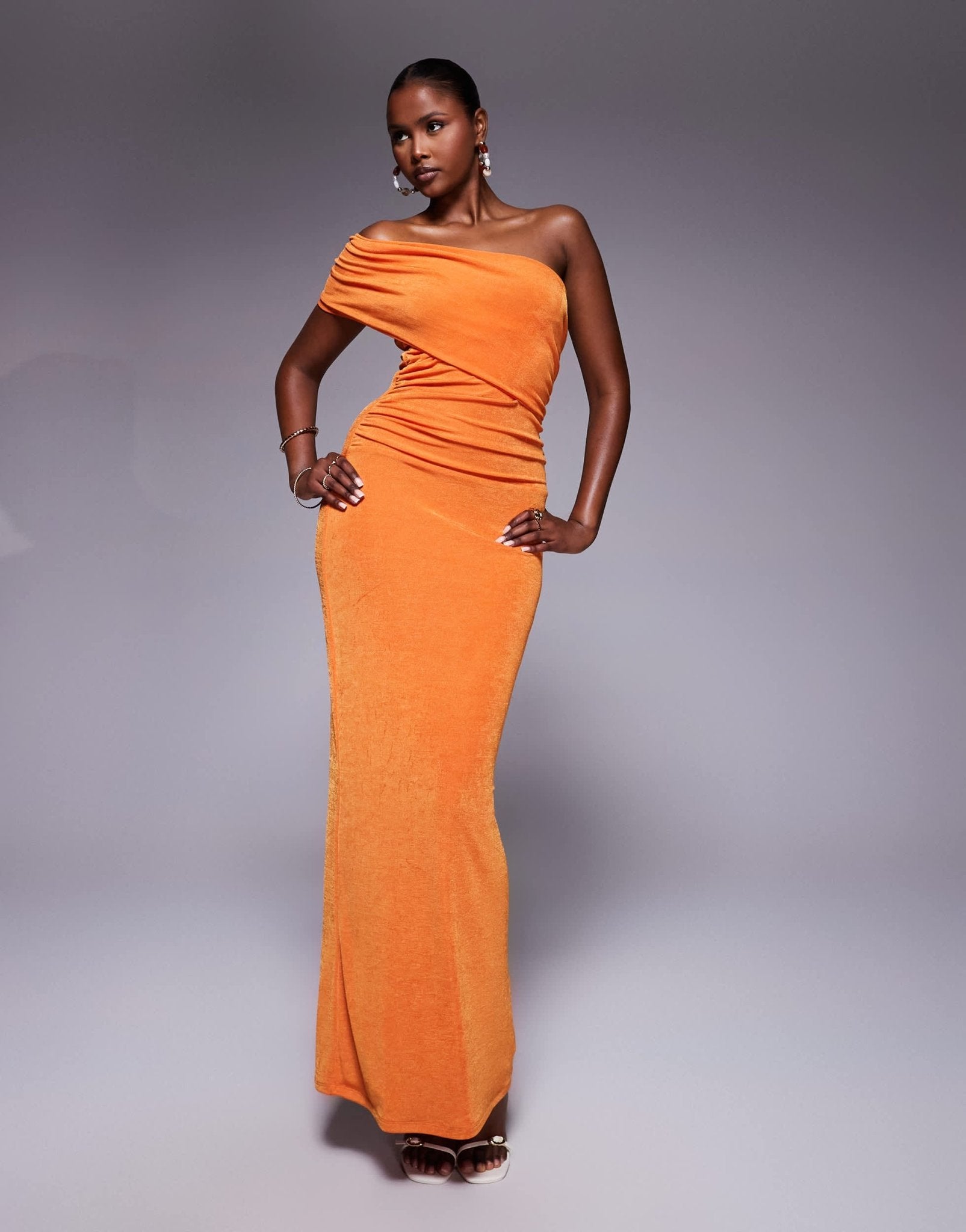 Aria Cove double layered slinky multiway bodycon maxi dress in orange - ASOS Sample Sale