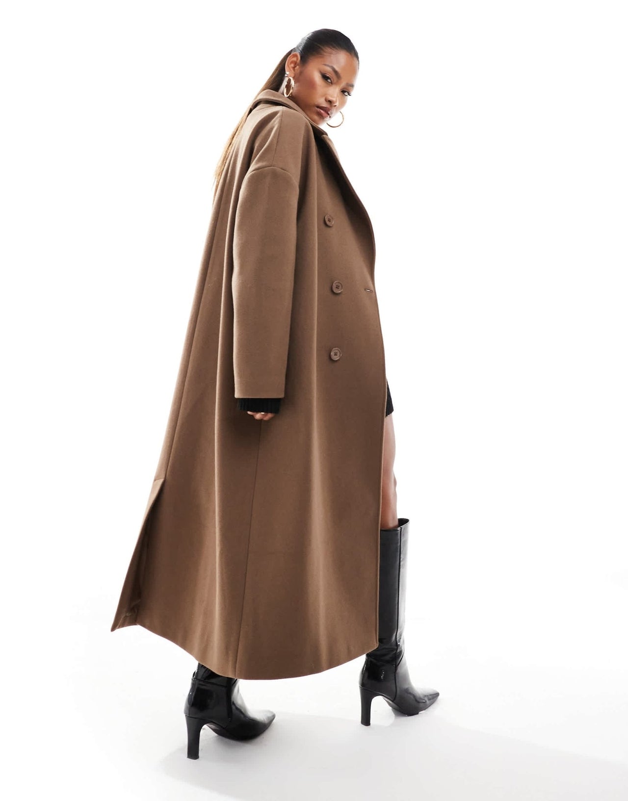 Aria Cove maxi formal coat in brown - ASOS Sample Sale