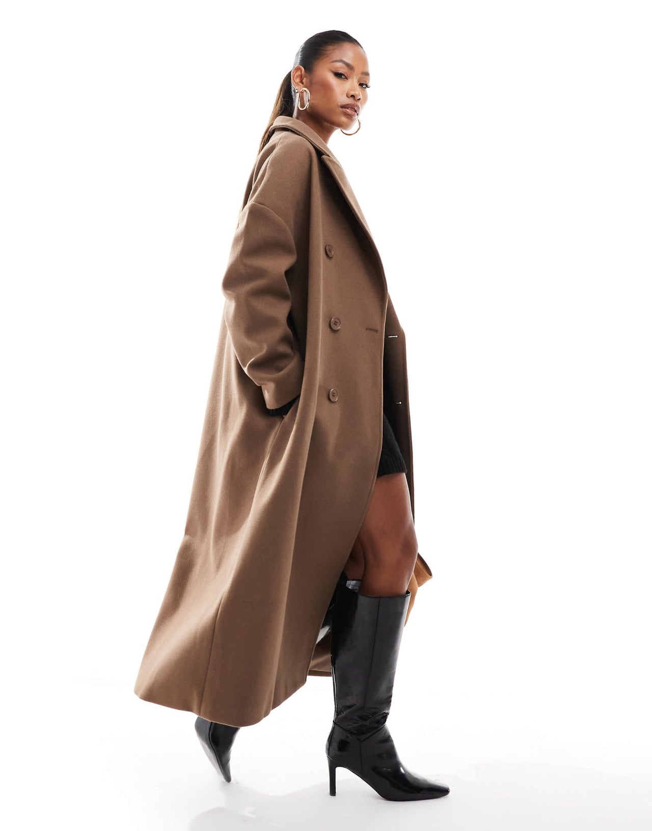 Aria Cove maxi formal coat in brown - ASOS Sample Sale