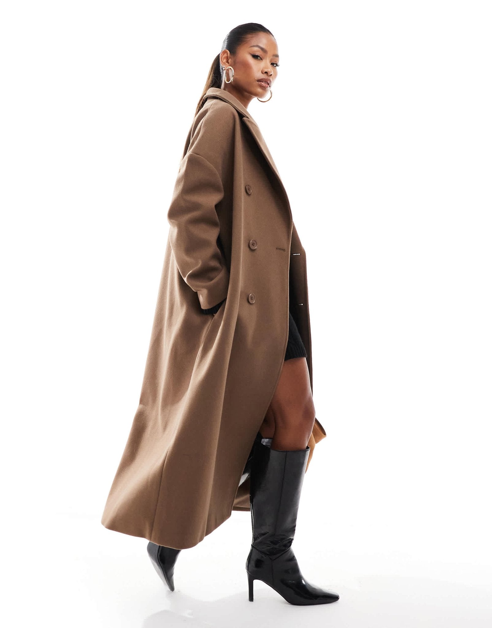 Aria Cove maxi formal coat in brown - ASOS Sample Sale