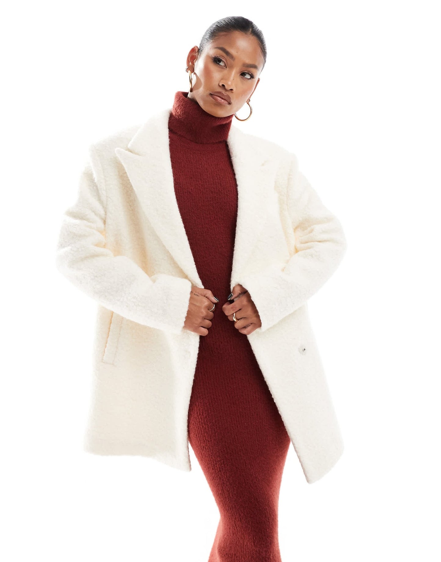 Aria Cove oversized boucle formal blazer in cream - ASOS Sample Sale