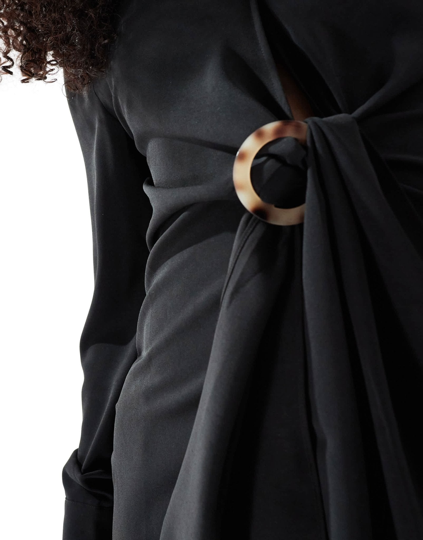 Aria Cove plunge ring detail mini beach shirt dress in black - ASOS Sample Sale