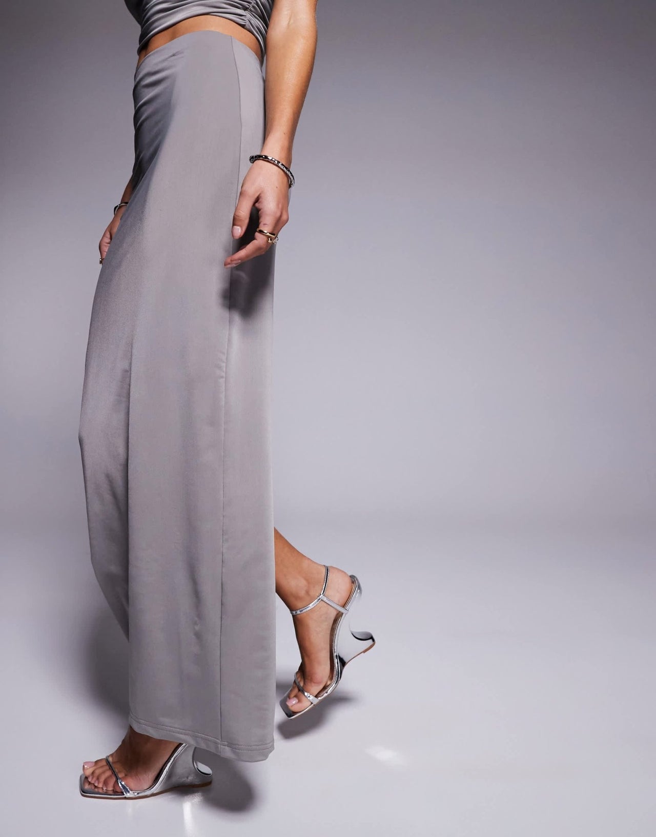 Aria Cove slinky maxi skirt co - ord in charcoal - ASOS Sample Sale
