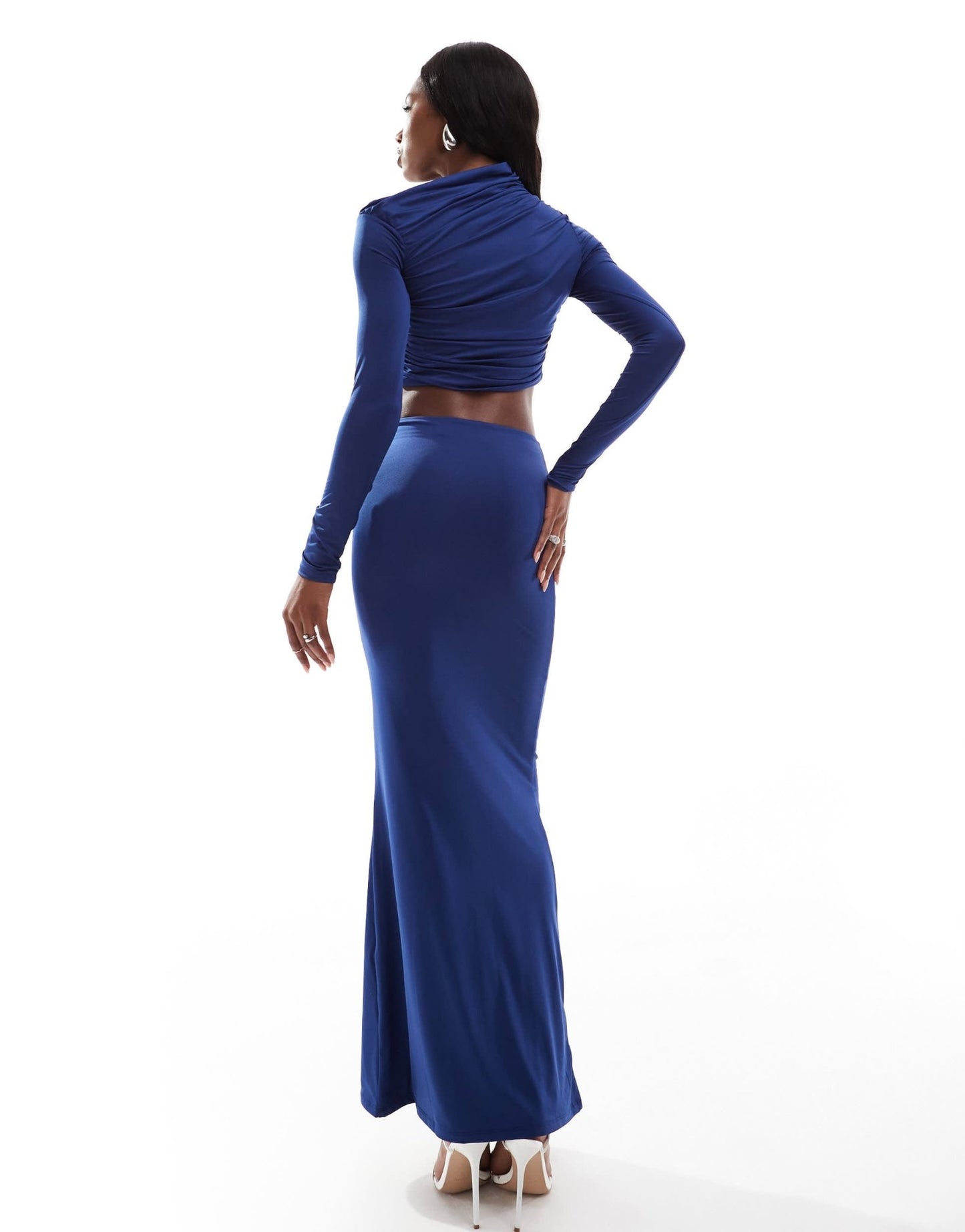 Aria Cove slinky maxi skirt co - ord in navy - ASOS Sample Sale
