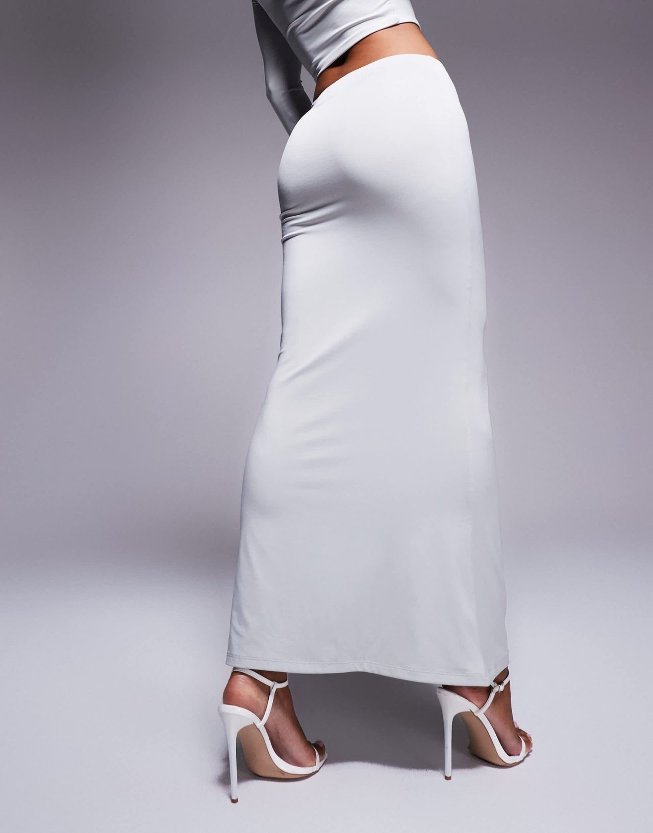 Aria Cove slinky tie waist column maxi skirt co - ord in grey - ASOS Sample Sale