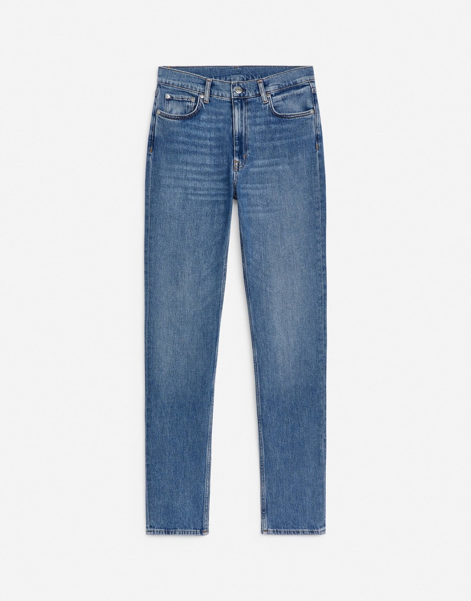 ARKET Azalea high rise stretch skinny leg jeans in mid wash blue - ASOS Sample Sale