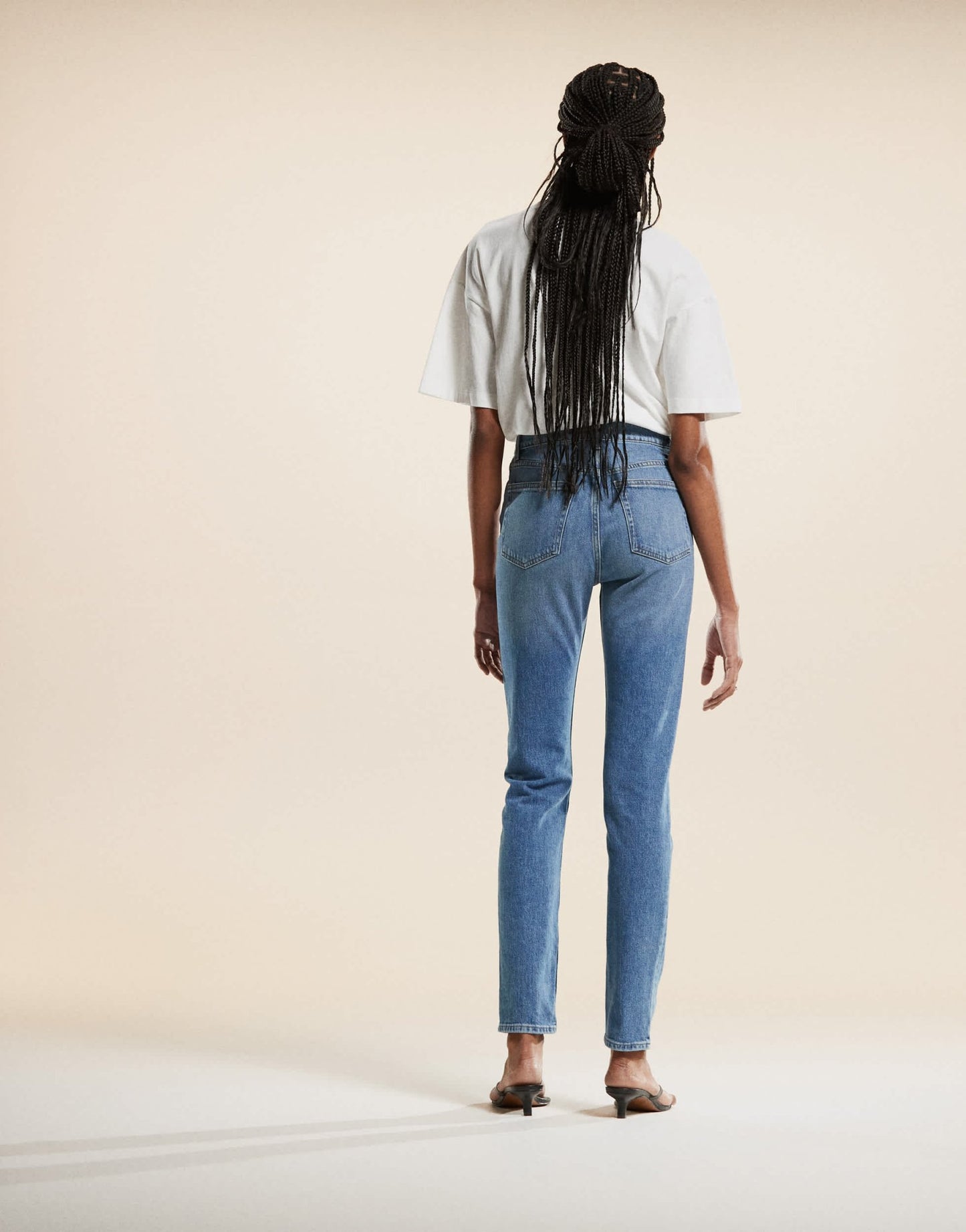 ARKET Azalea high rise stretch skinny leg jeans in mid wash blue - ASOS Sample Sale