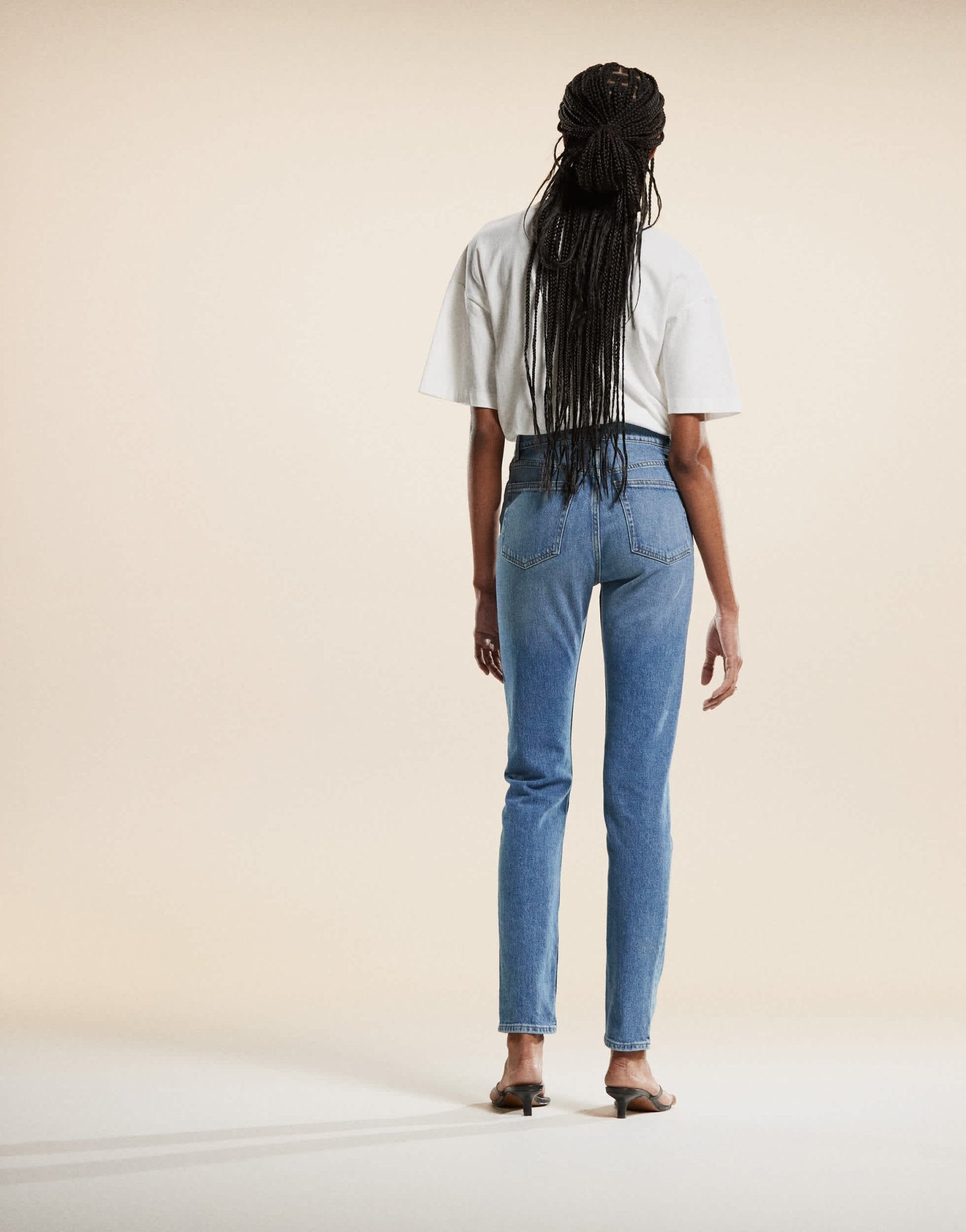 ARKET Azalea high rise stretch skinny leg jeans in mid wash blue - ASOS Sample Sale