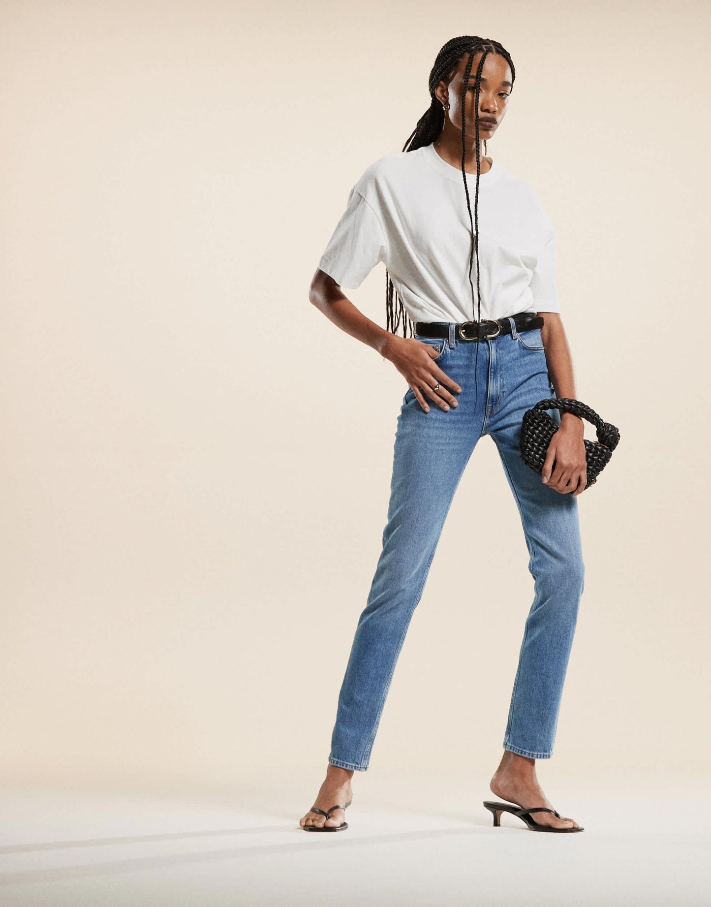 ARKET Azalea high rise stretch skinny leg jeans in mid wash blue - ASOS Sample Sale