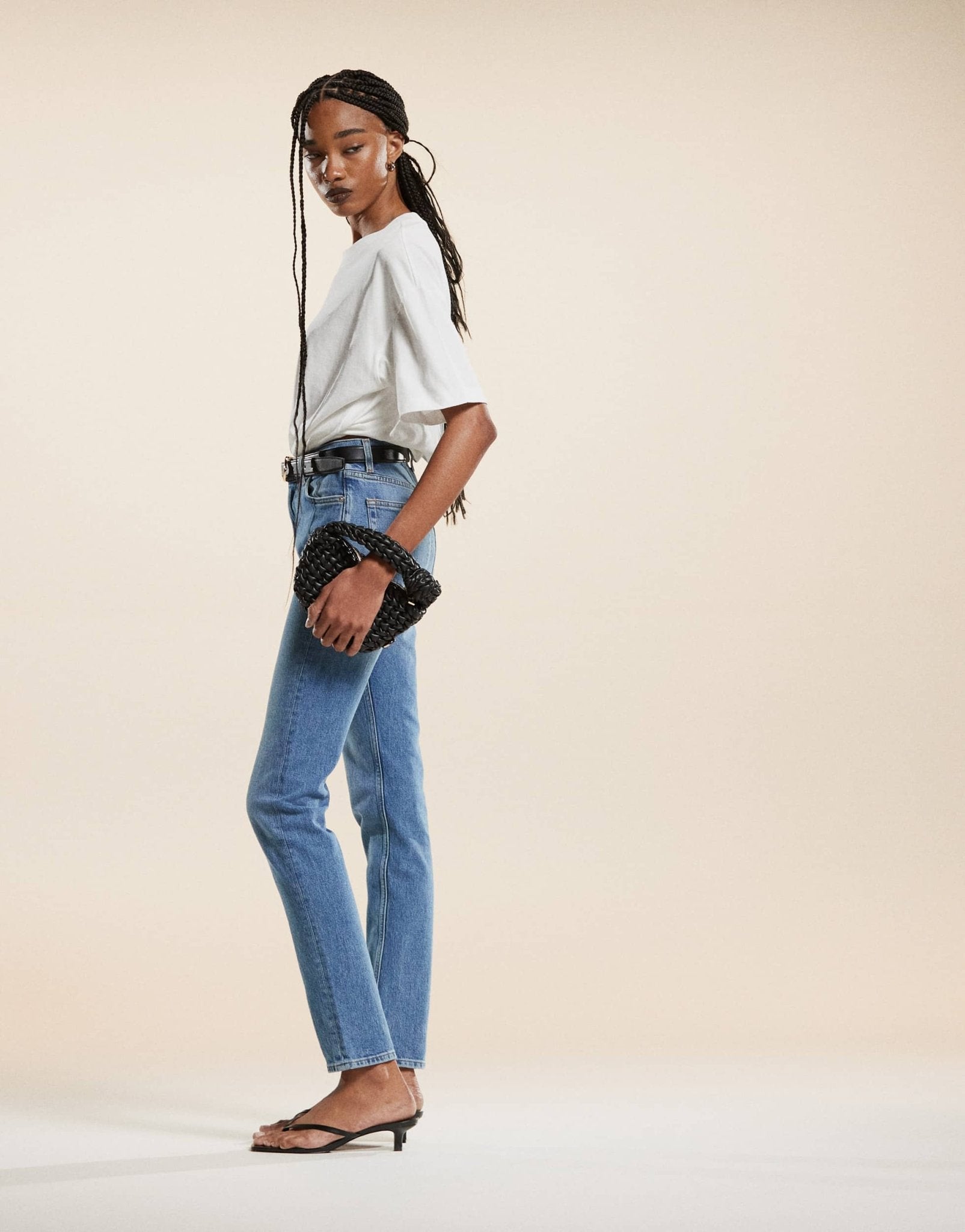 ARKET Azalea high rise stretch skinny leg jeans in mid wash blue - ASOS Sample Sale