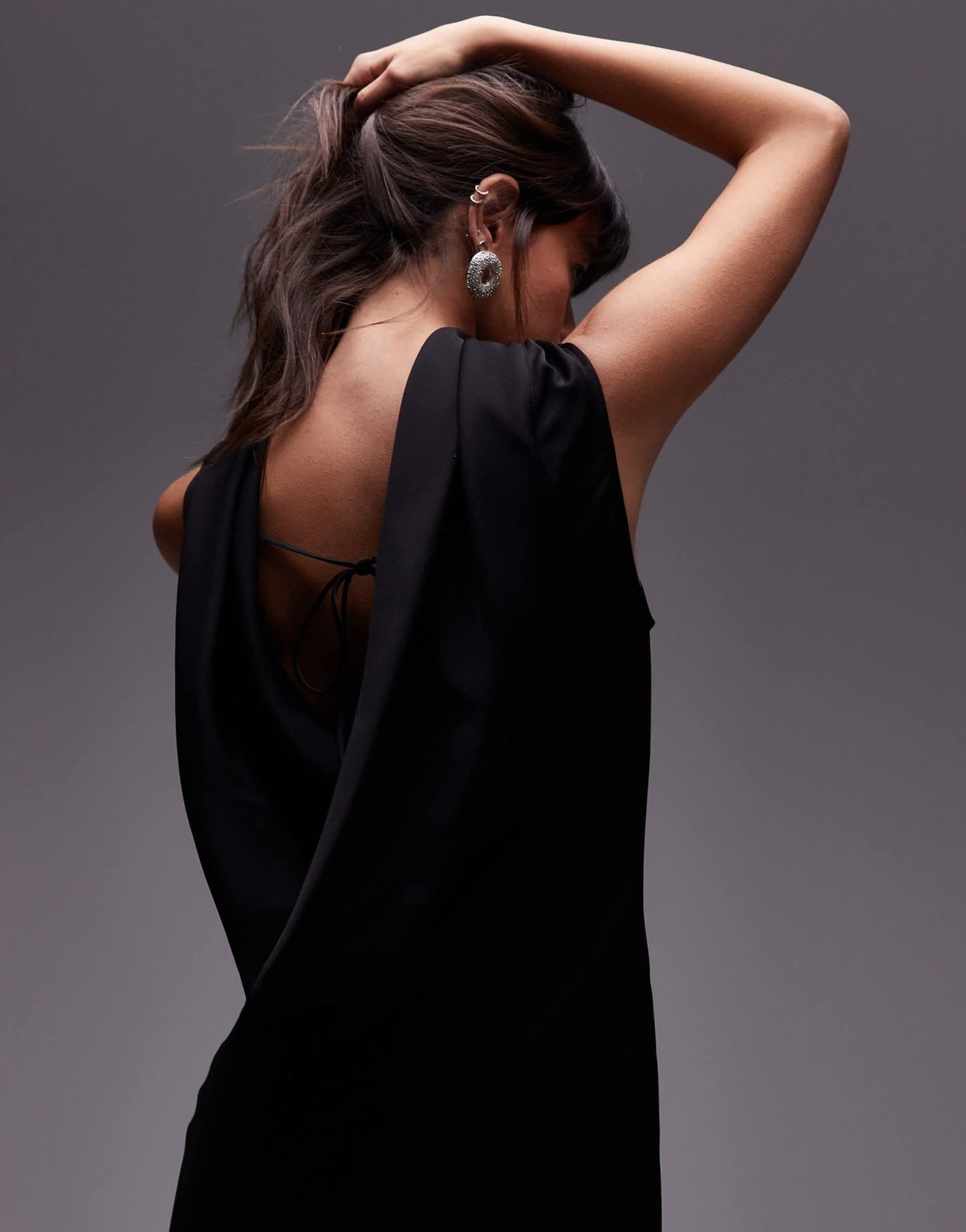 ARKET bias cut maxi dress with low cowl back in black - ASOS Sample Sale