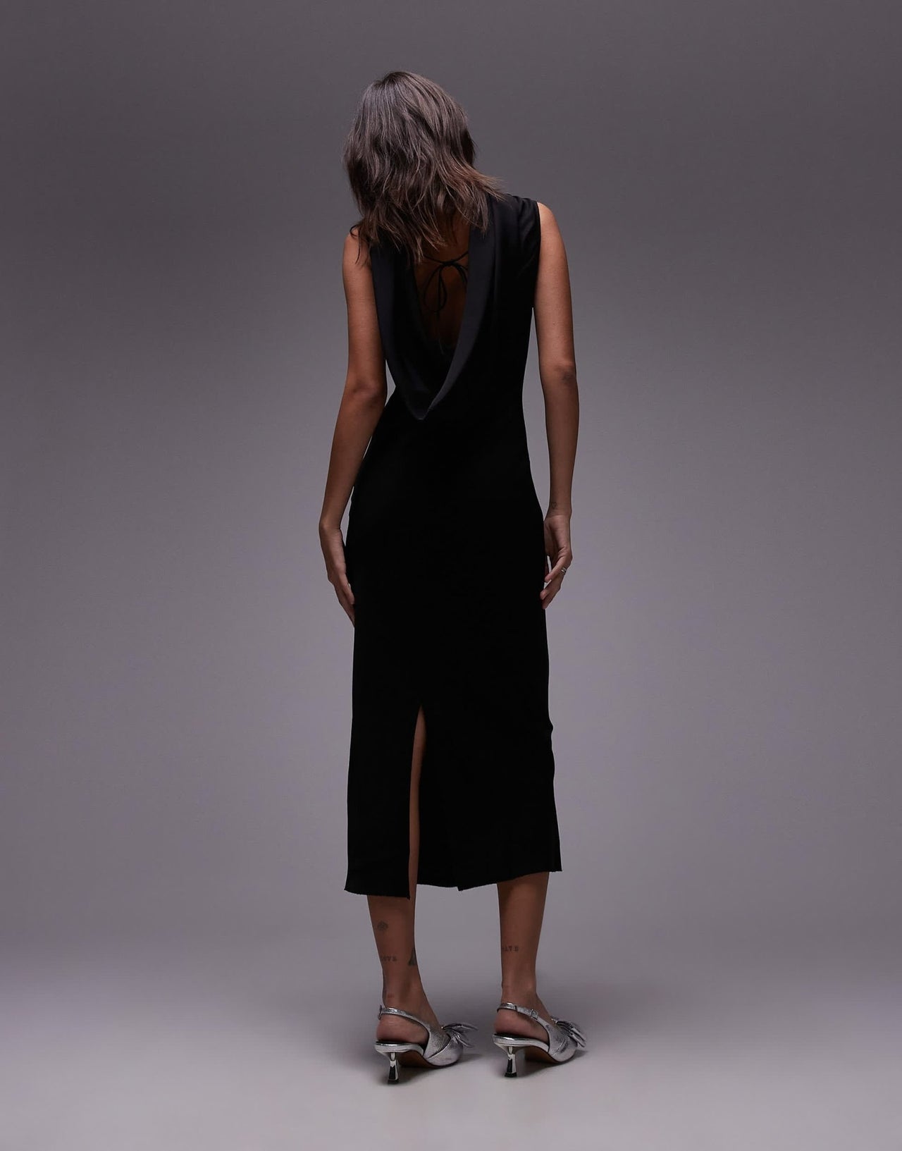 ARKET bias cut maxi dress with low cowl back in black - ASOS Sample Sale