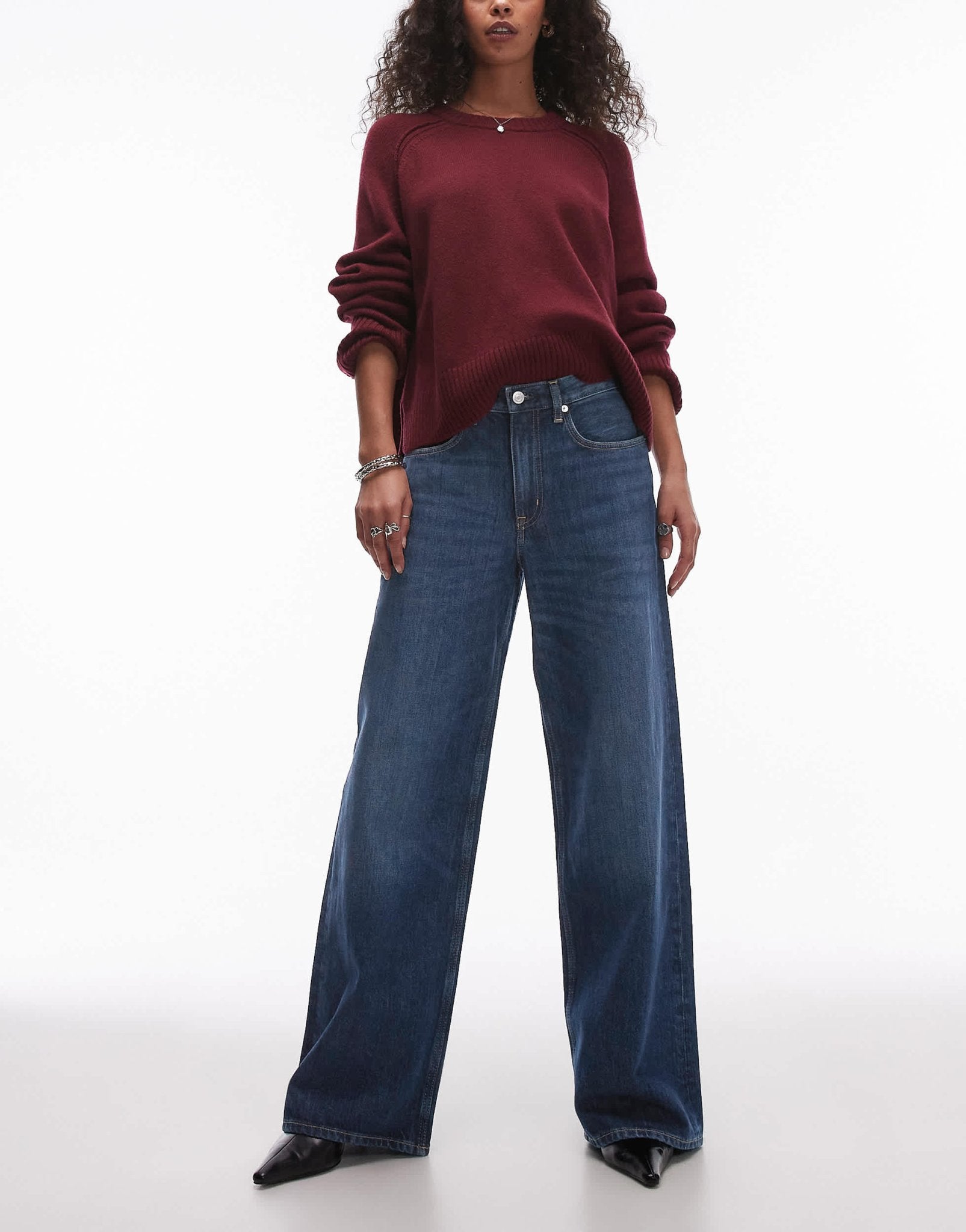 ARKET Cloud low rise baggy wide leg jeans in dusty blue - ASOS Sample Sale