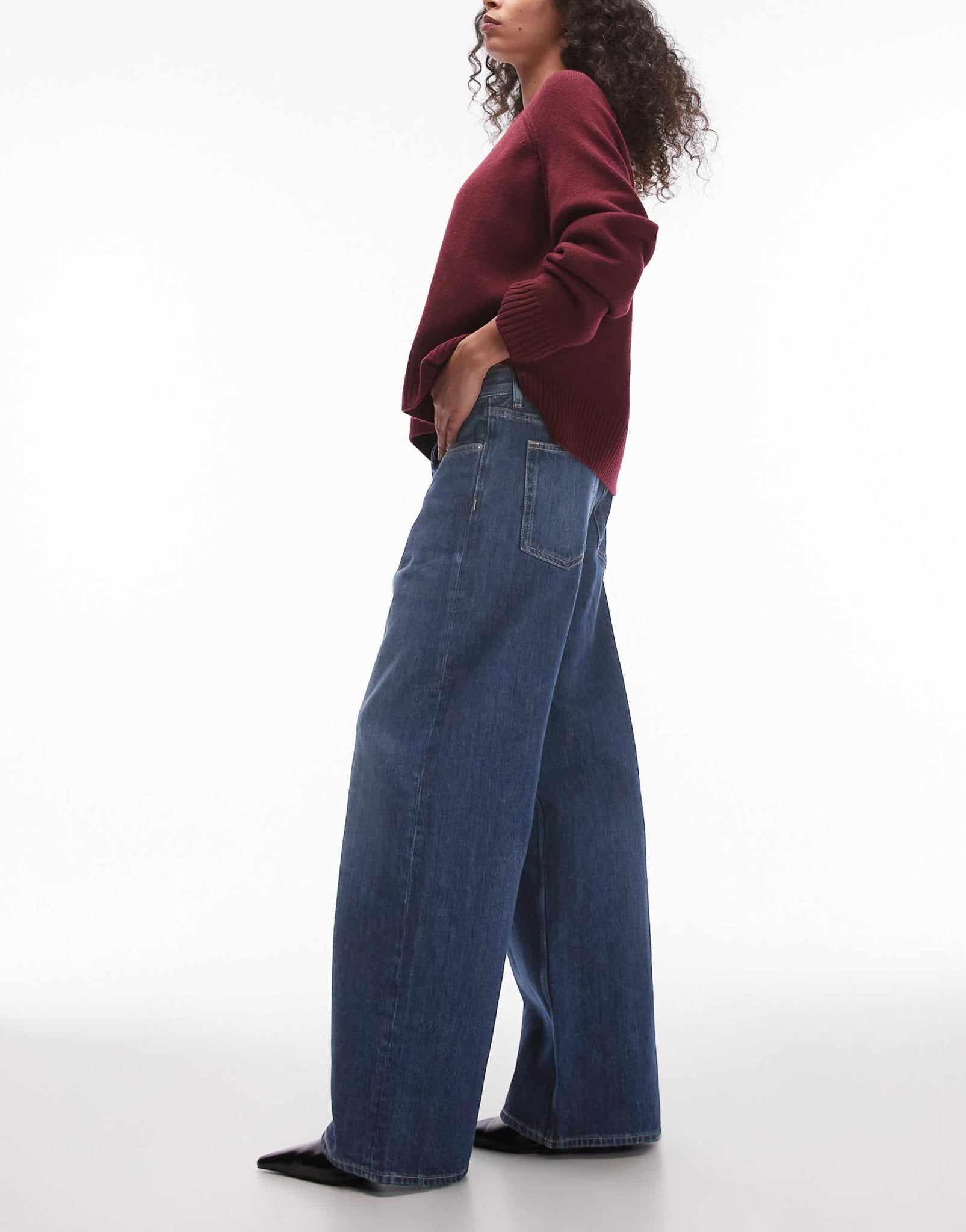ARKET Cloud low rise baggy wide leg jeans in dusty blue - ASOS Sample Sale