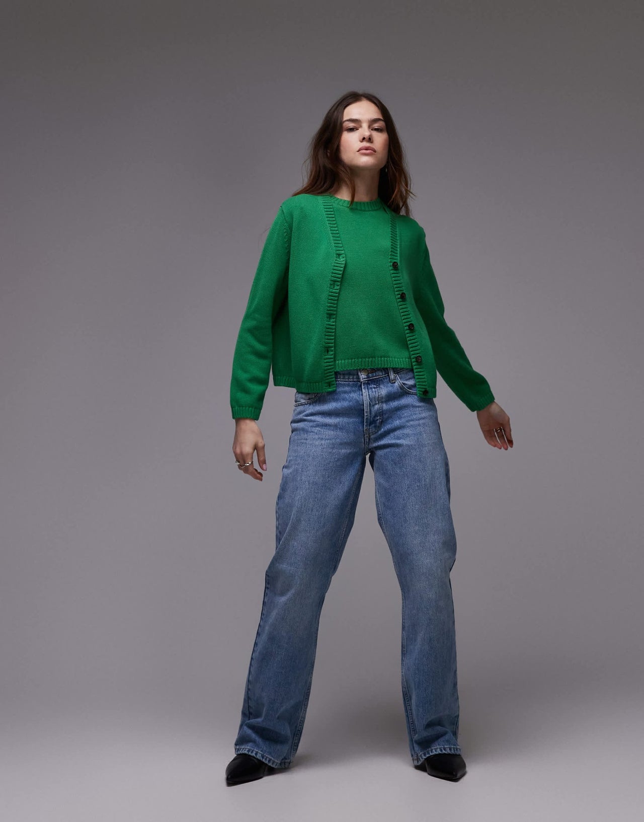 ARKET co - ord knitted cardigan with button front in green - ASOS Sample Sale