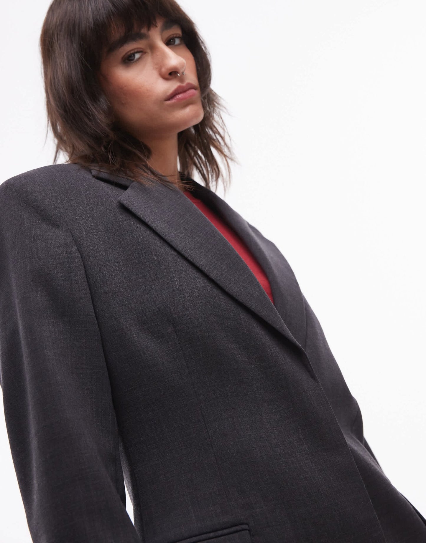 ARKET co - ord wool blend blazer with cinched waist in grey melange - ASOS Sample Sale