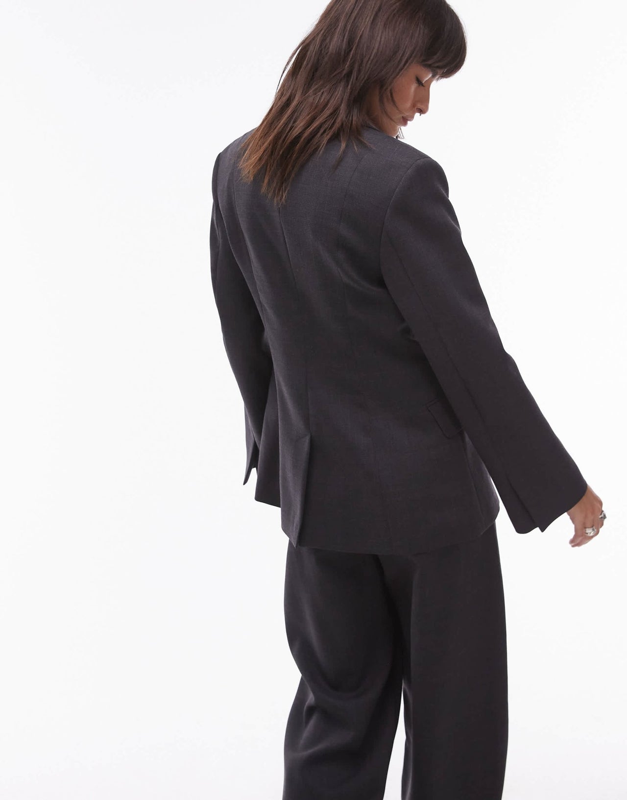 ARKET co - ord wool blend blazer with cinched waist in grey melange - ASOS Sample Sale