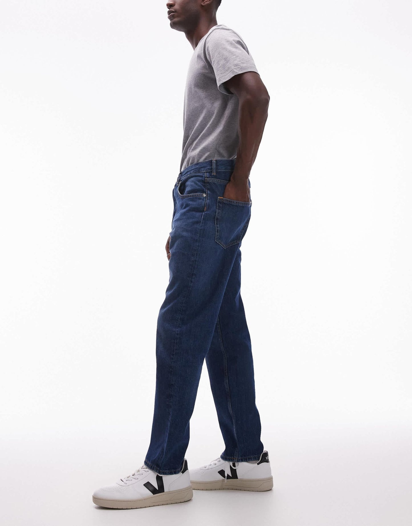 ARKET Coast relaxed tapered jeans in dark wash blue - ASOS Sample Sale