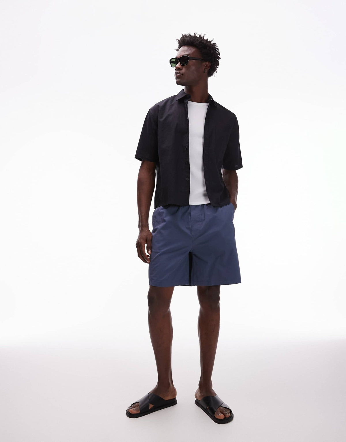 ARKET cotton pull-on shorts in blue - ASOS Sample Sale