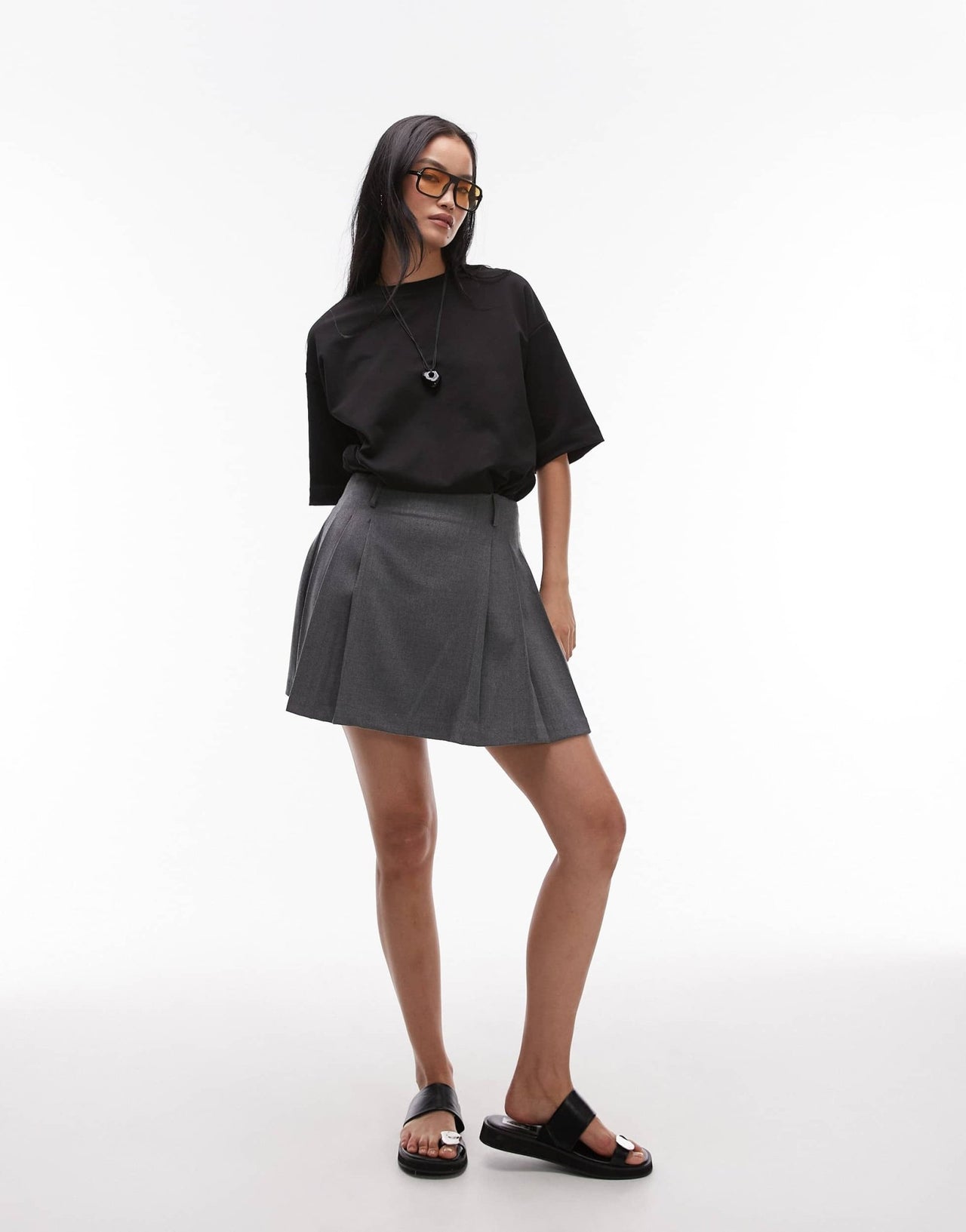 ARKET cotton rich stretch interlock long line short sleeve t-shirt in black - ASOS Sample Sale