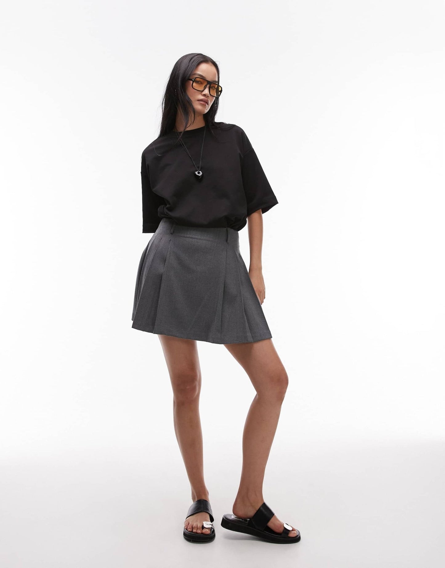 ARKET cotton rich stretch interlock long line short sleeve t-shirt in black - ASOS Sample Sale