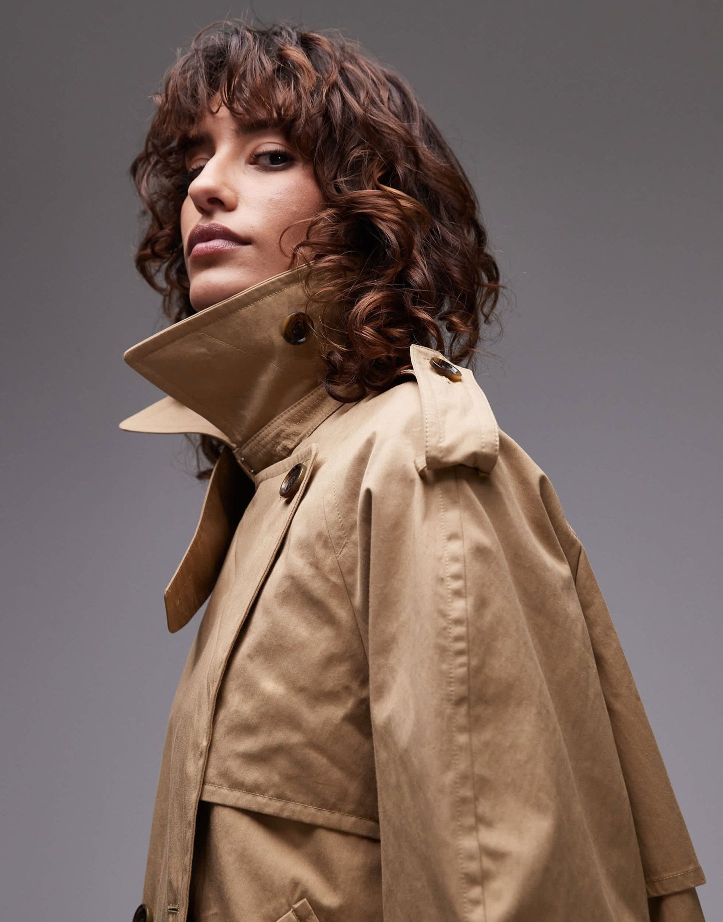 ARKET cropped utility trench coat with storm flap in beige - ASOS Sample Sale