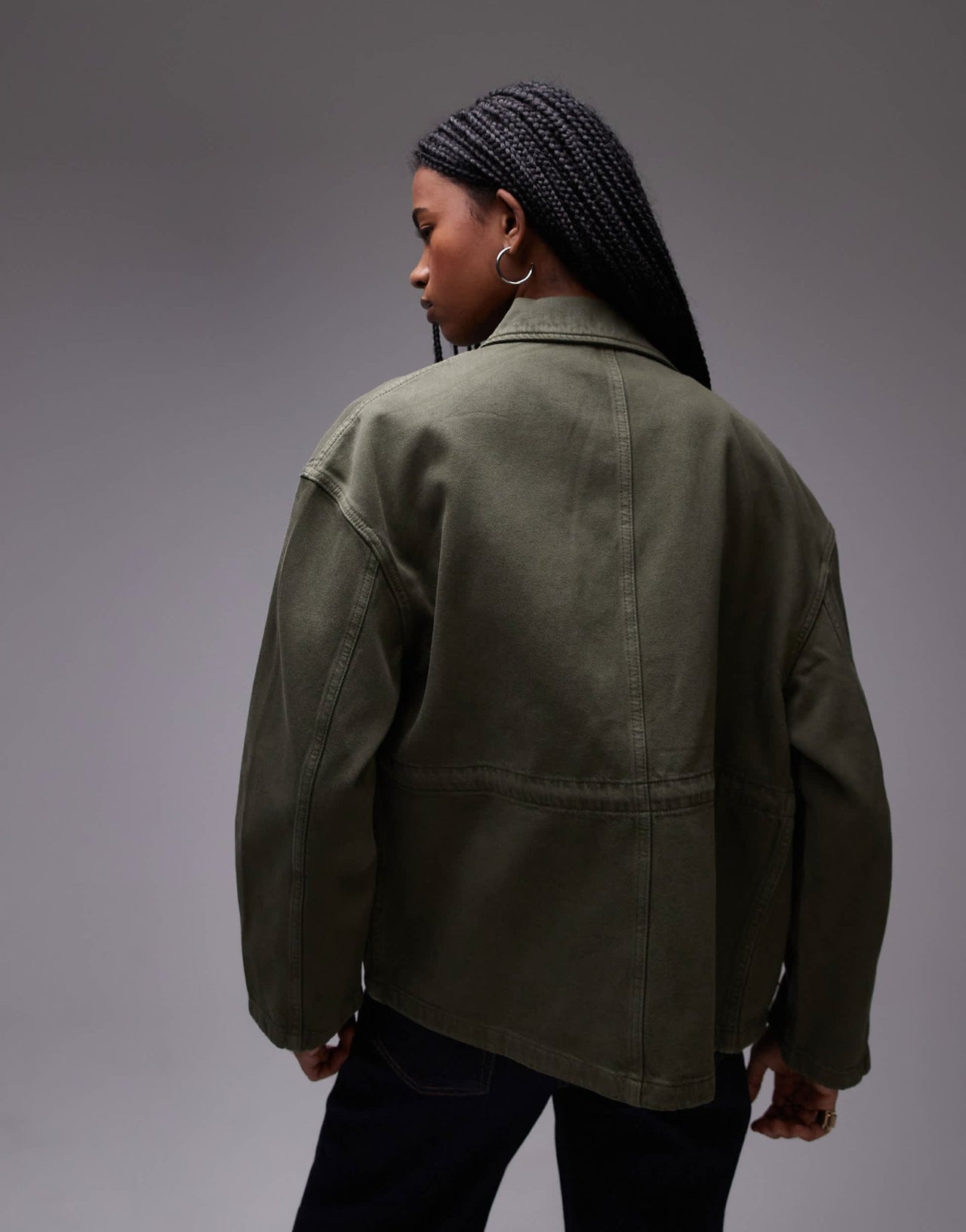 ARKET denim jacket with patch pockets and cinch back in washed khaki - ASOS Sample Sale