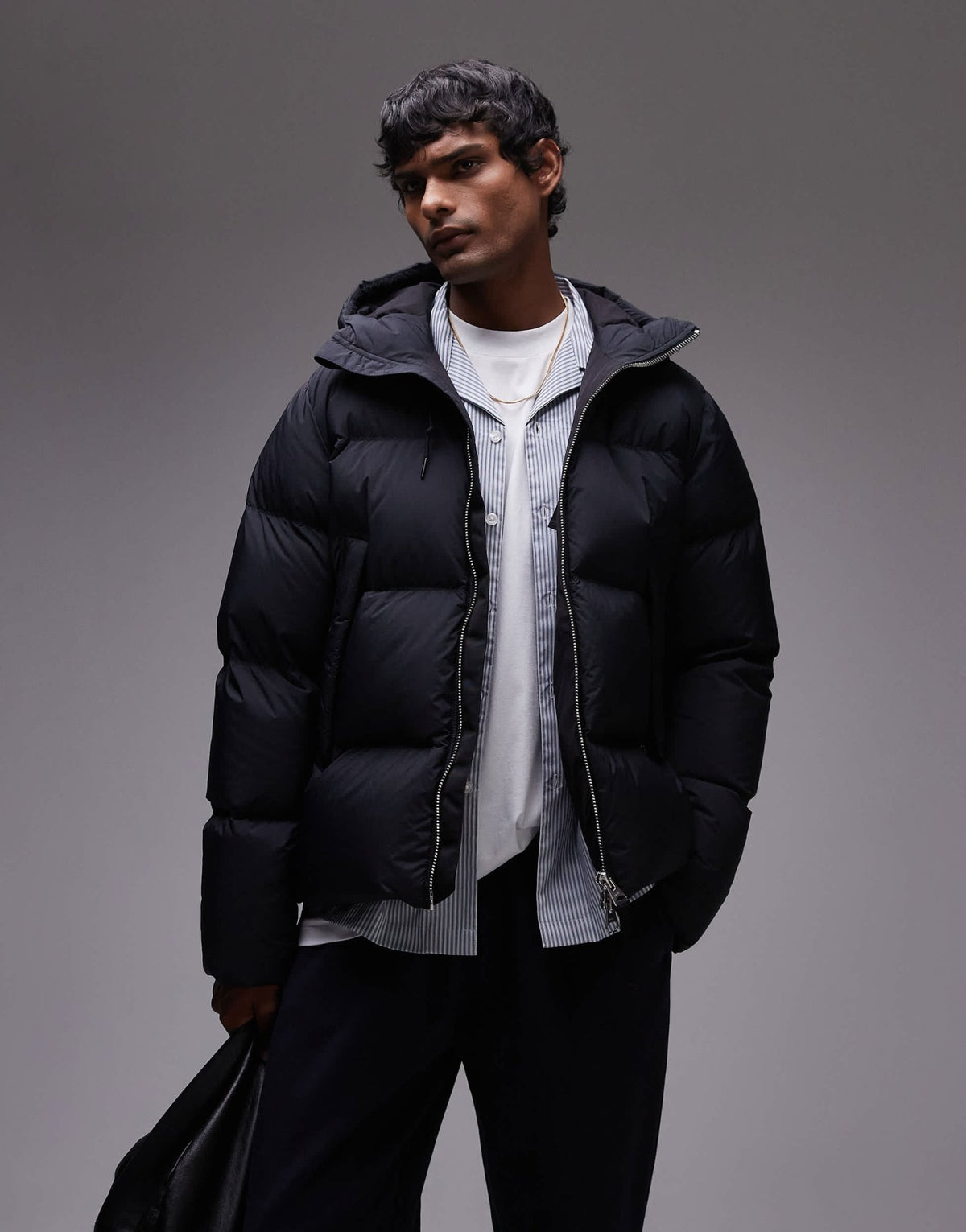 ARKET down filed puffer jacket with hood in black - ASOS Sample Sale