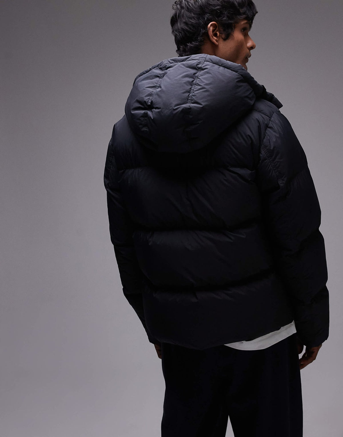 ARKET down filed puffer jacket with hood in black - ASOS Sample Sale