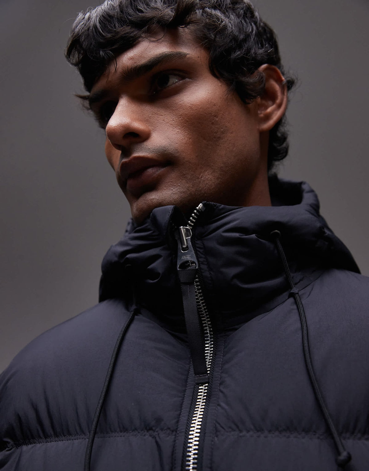 ARKET down filed puffer jacket with hood in black - ASOS Sample Sale