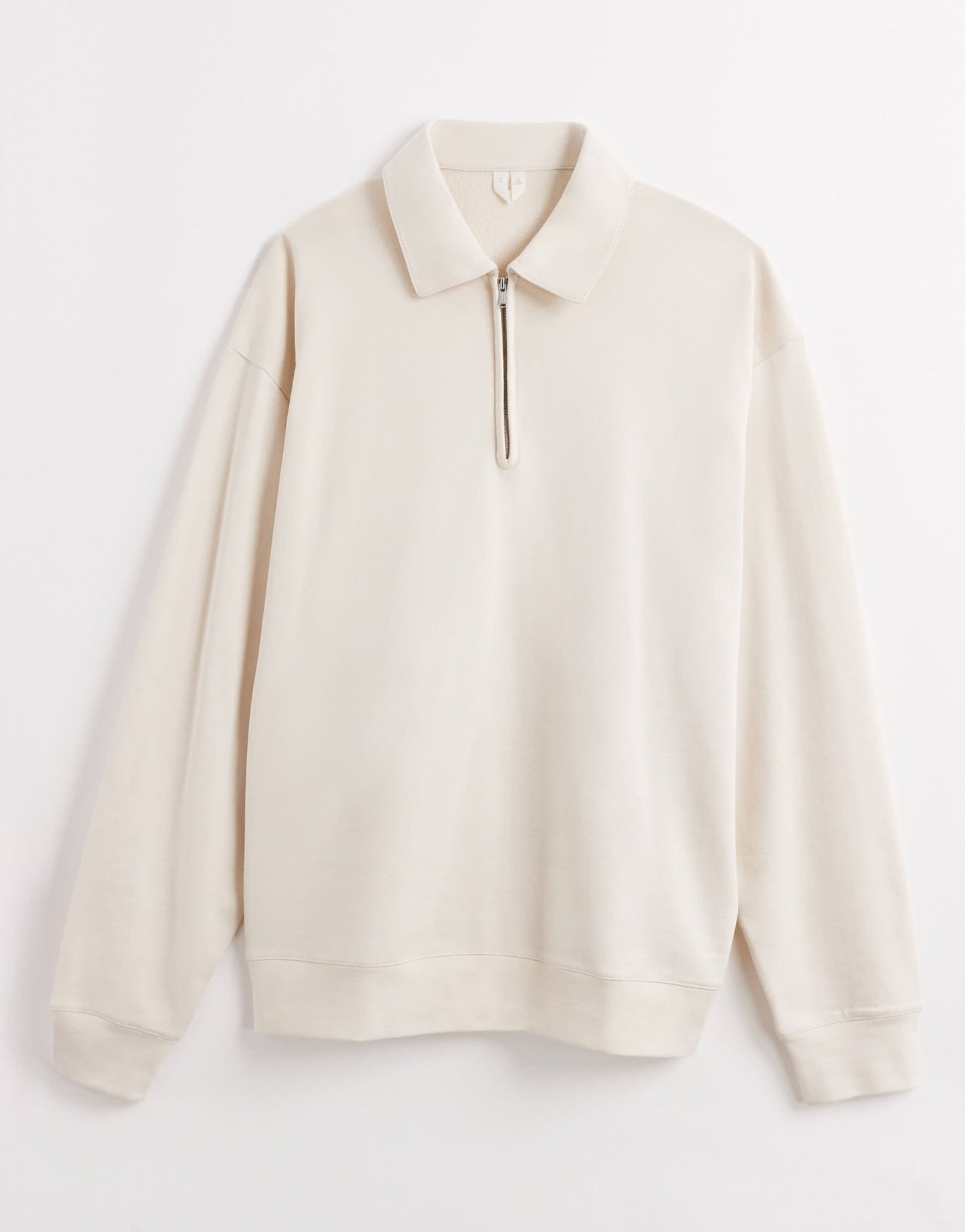 ARKET half zip jersey top with polo collar in beige - ASOS Sample Sale