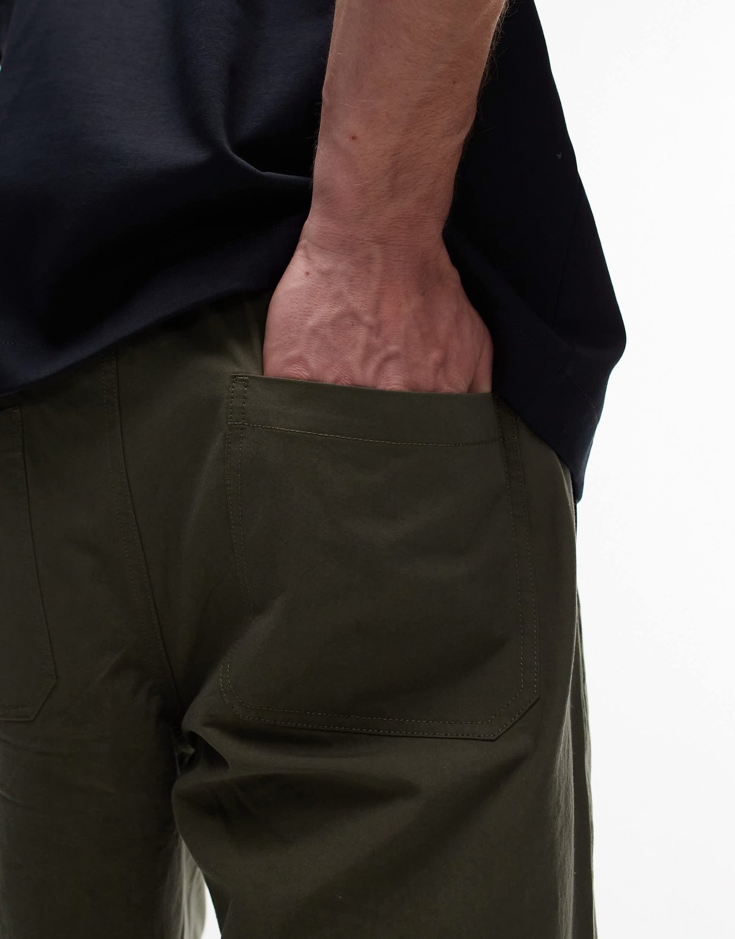 ARKET heavy poplin trouser with button front in khaki - ASOS Sample Sale