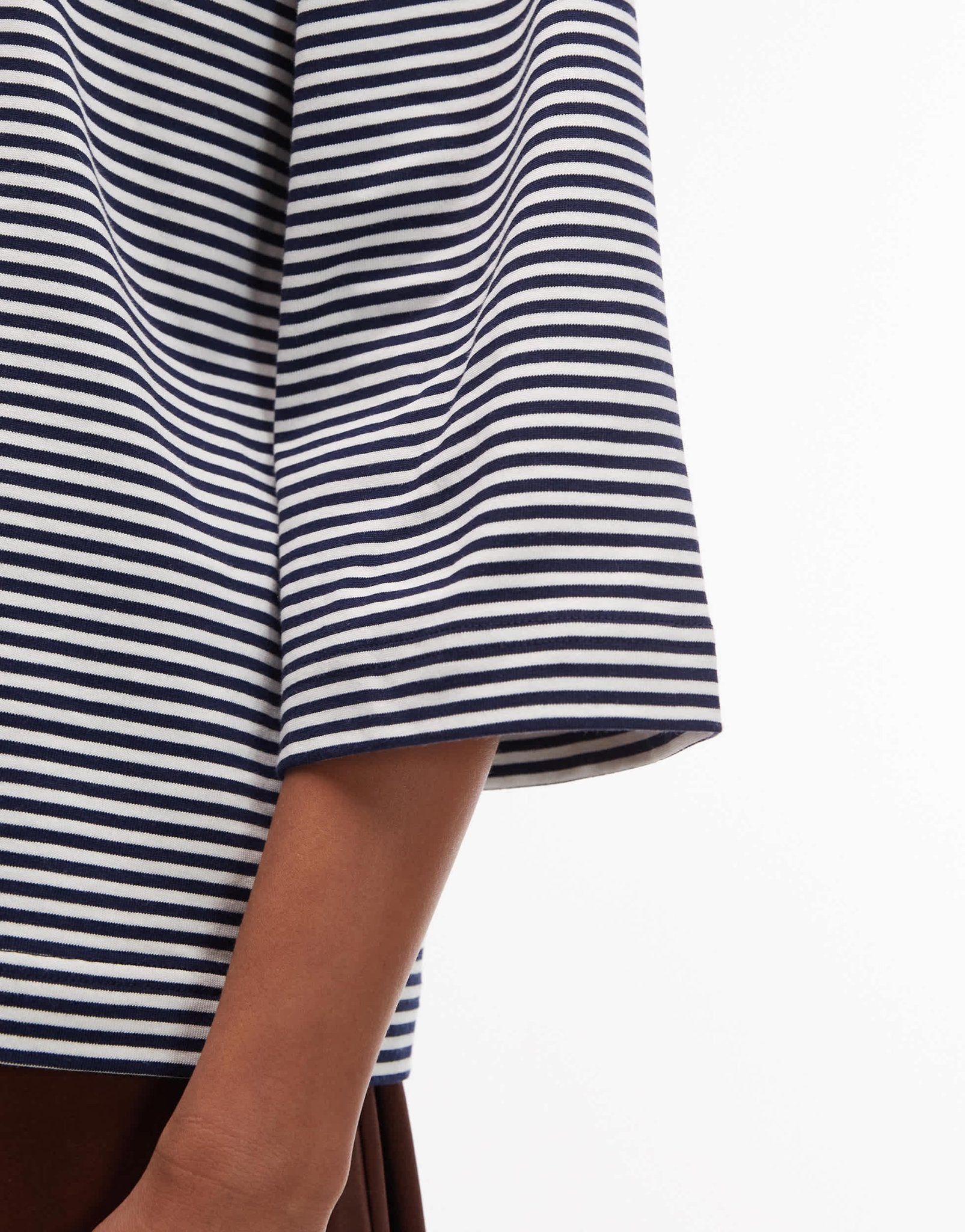 ARKET heavyweight 3/4 sleeve t-shirt in blue and white stripe - ASOS Sample Sale