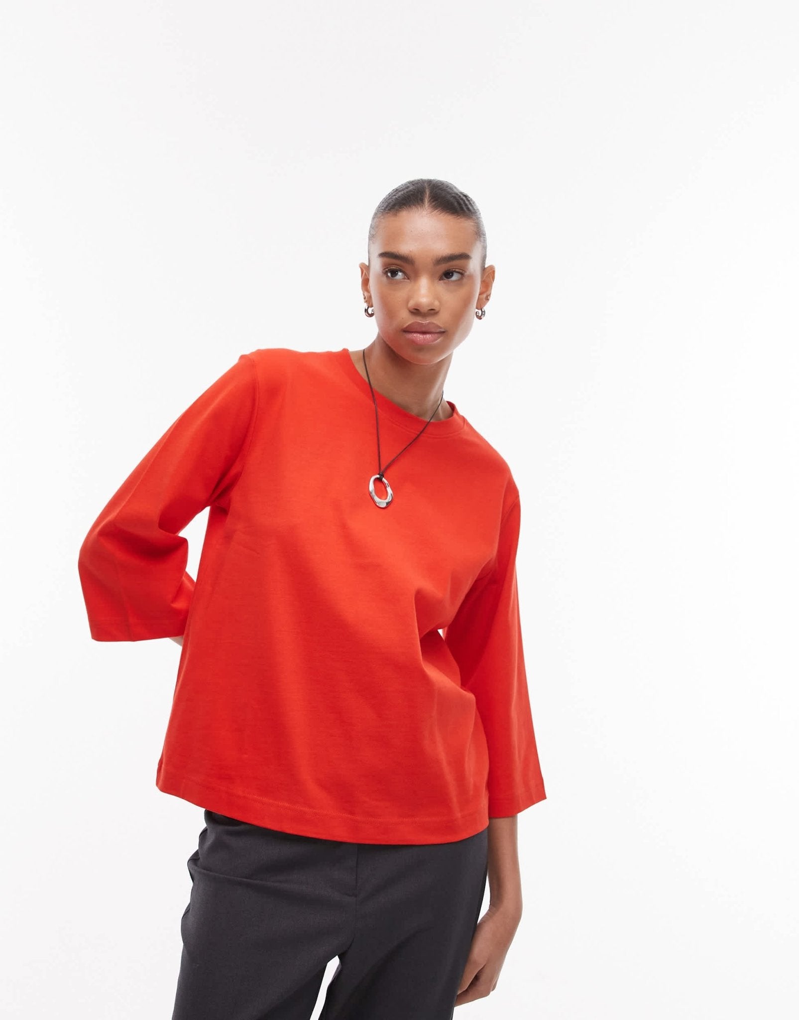 ARKET heavyweight 3/4 sleeve t-shirt in red - ASOS Sample Sale
