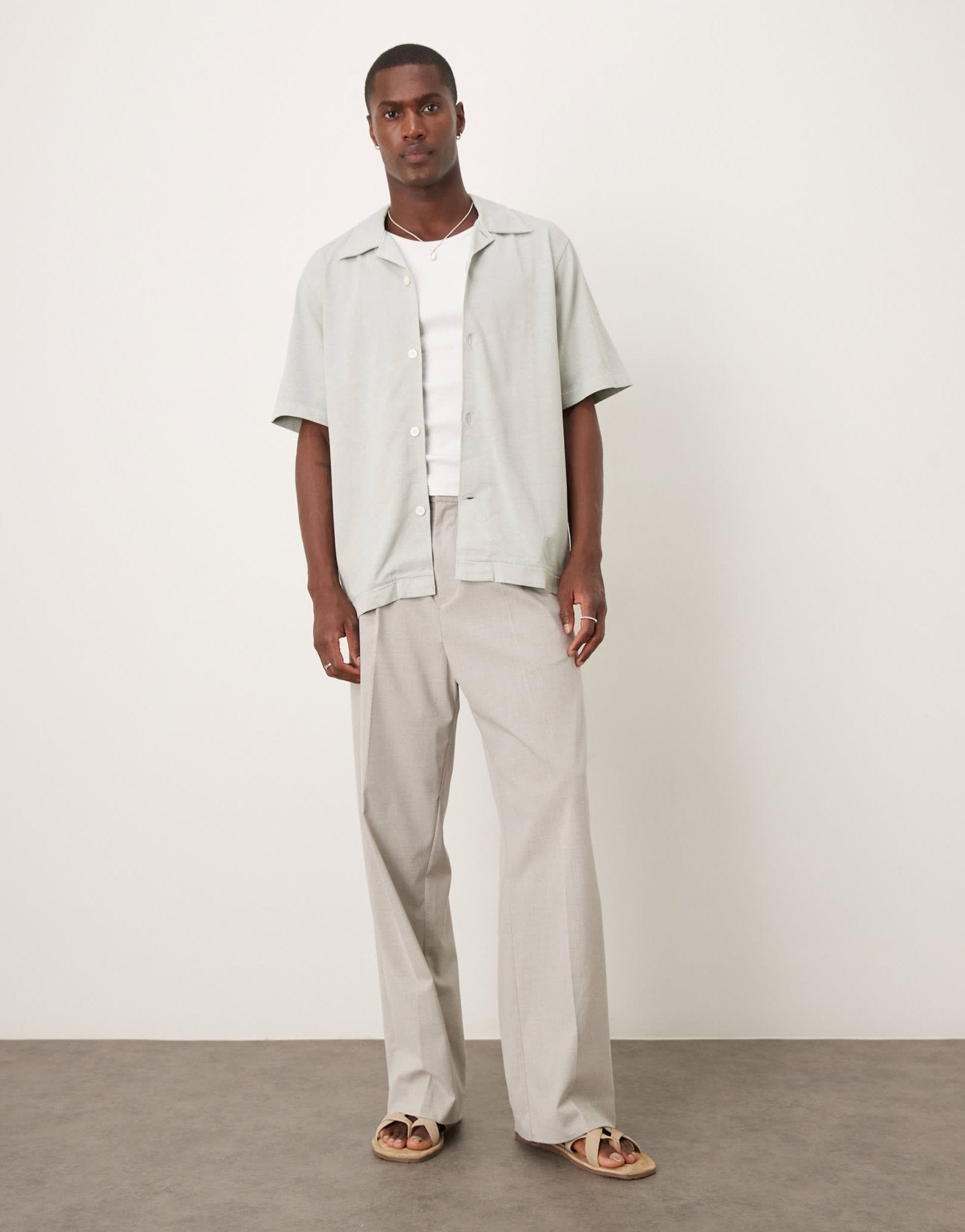 ARKET heavyweight jersey short sleeve shirt in light turquoise blue - ASOS Sample Sale