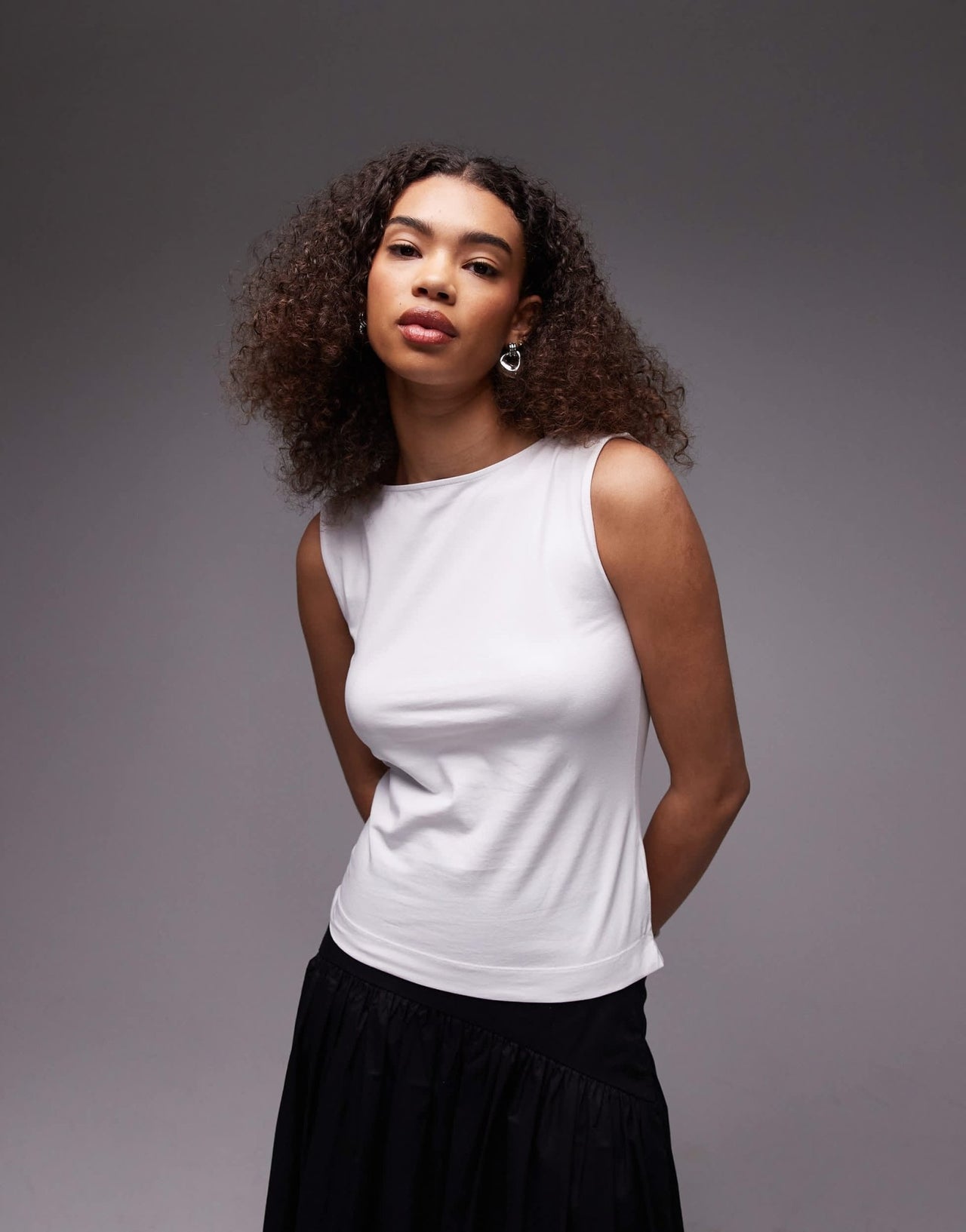 ARKET jersey boat neck tank top in white - ASOS Sample Sale