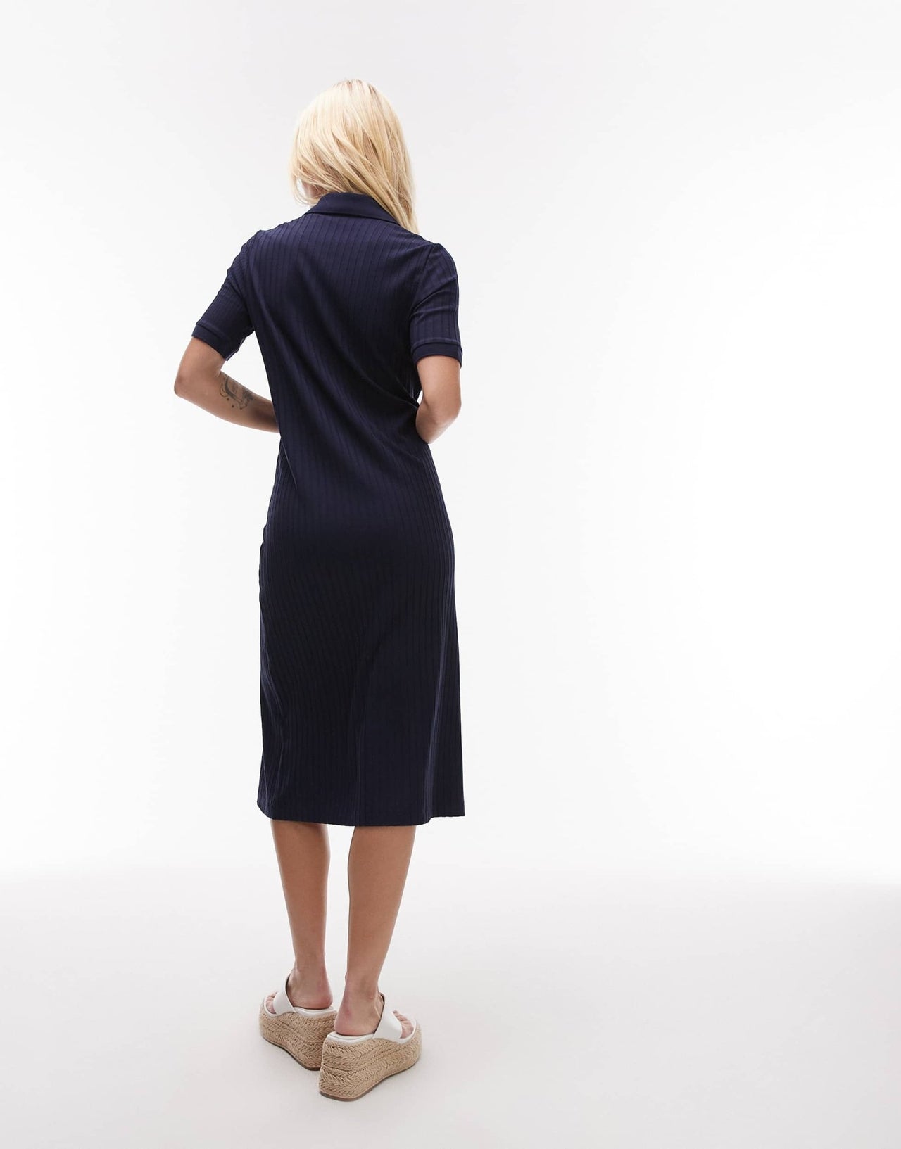 ARKET jersey rib midi polo dress in navy - ASOS Sample Sale