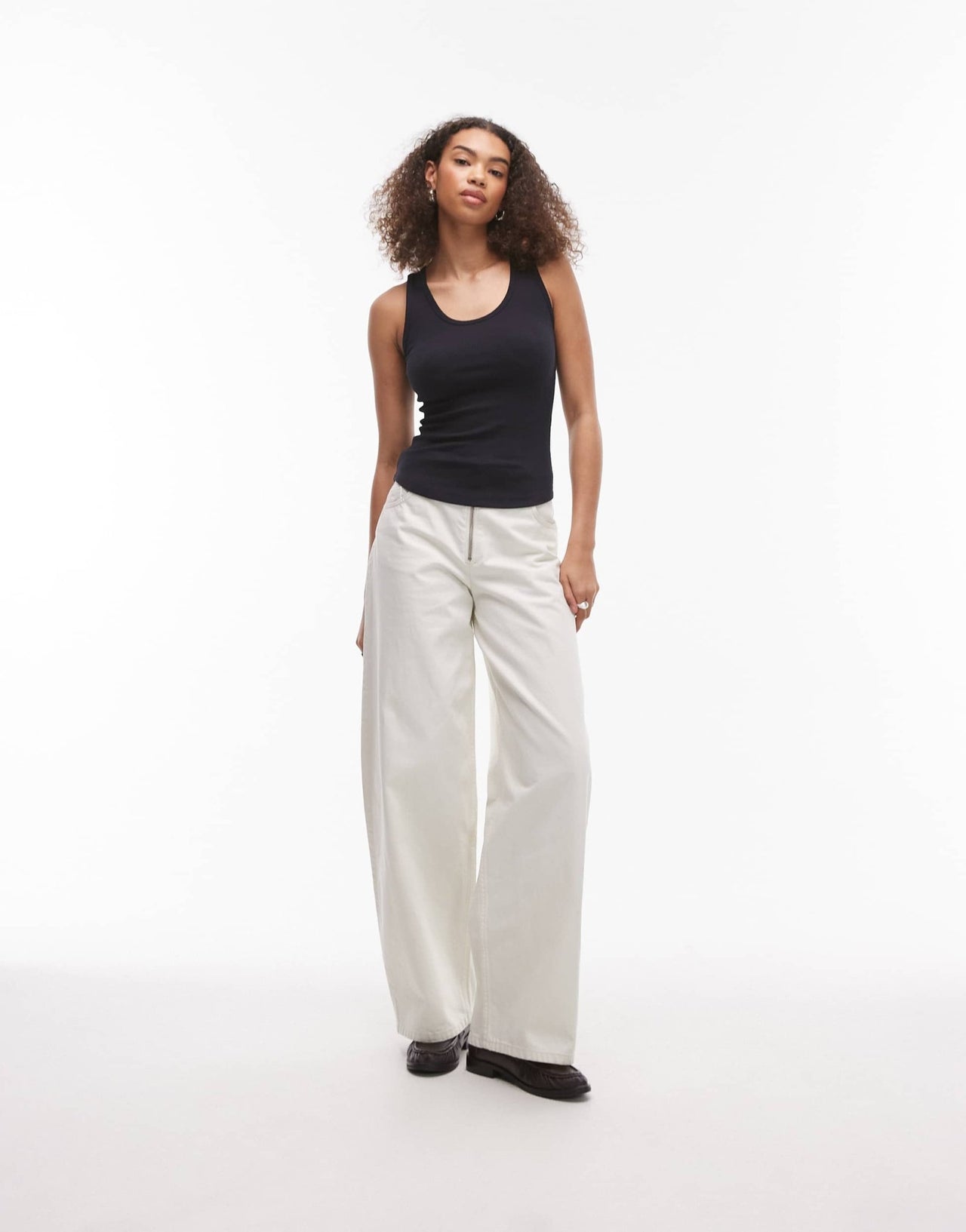ARKET jersey ribbed vest top with scoop neck in dark navy - ASOS Sample Sale