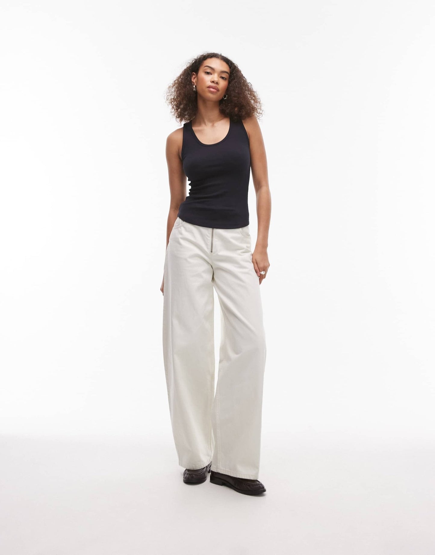 ARKET jersey ribbed vest top with scoop neck in dark navy - ASOS Sample Sale