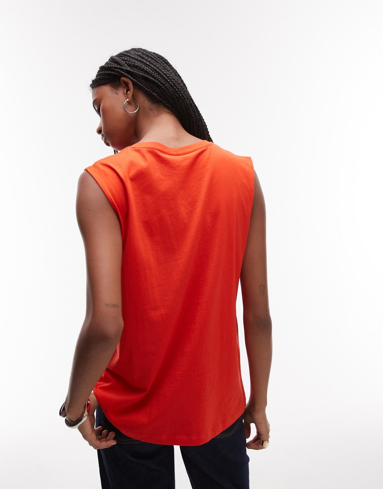 ARKET jersey t-shirt top with cap sleeves in red - ASOS Sample Sale