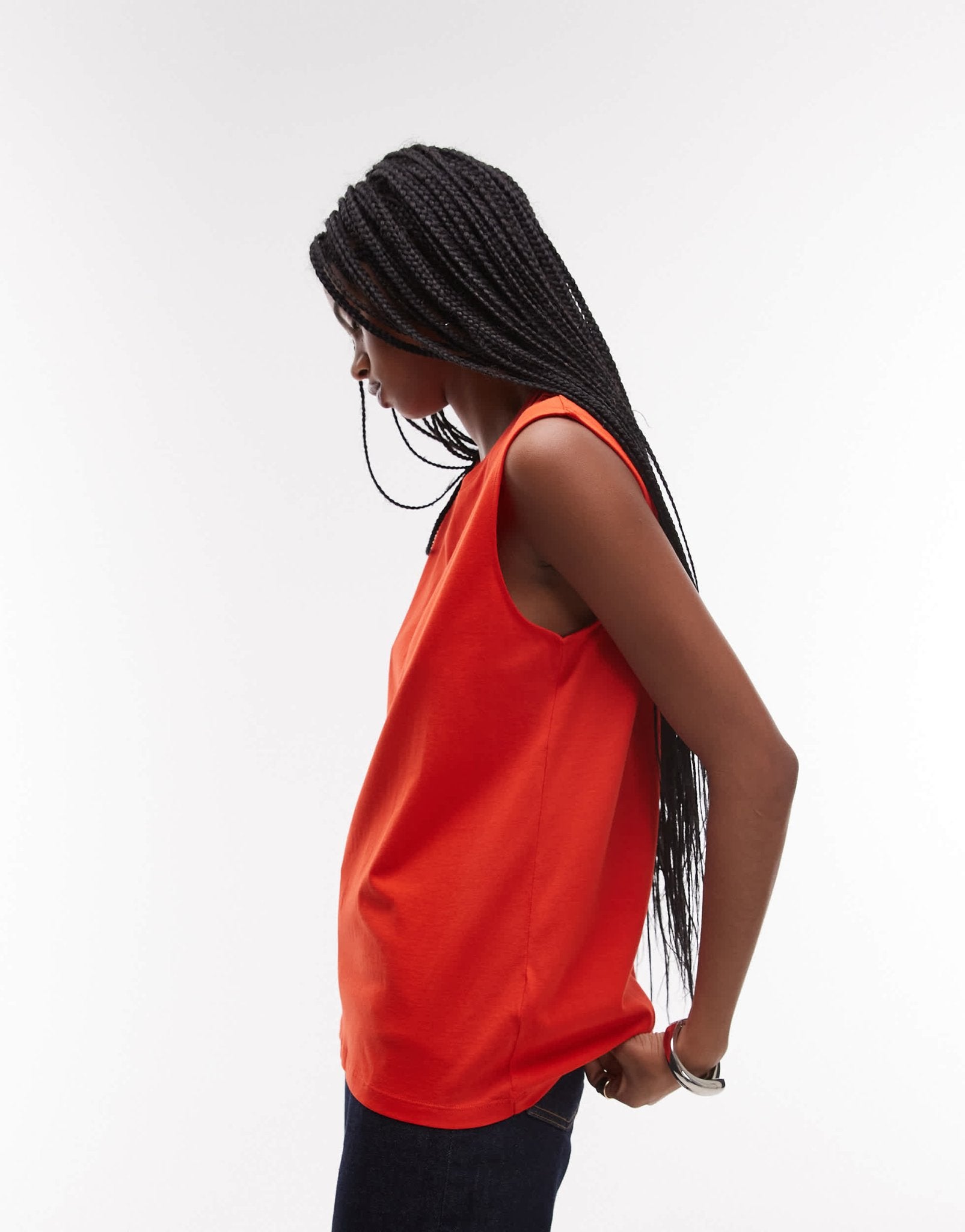 ARKET jersey t-shirt top with cap sleeves in red - ASOS Sample Sale