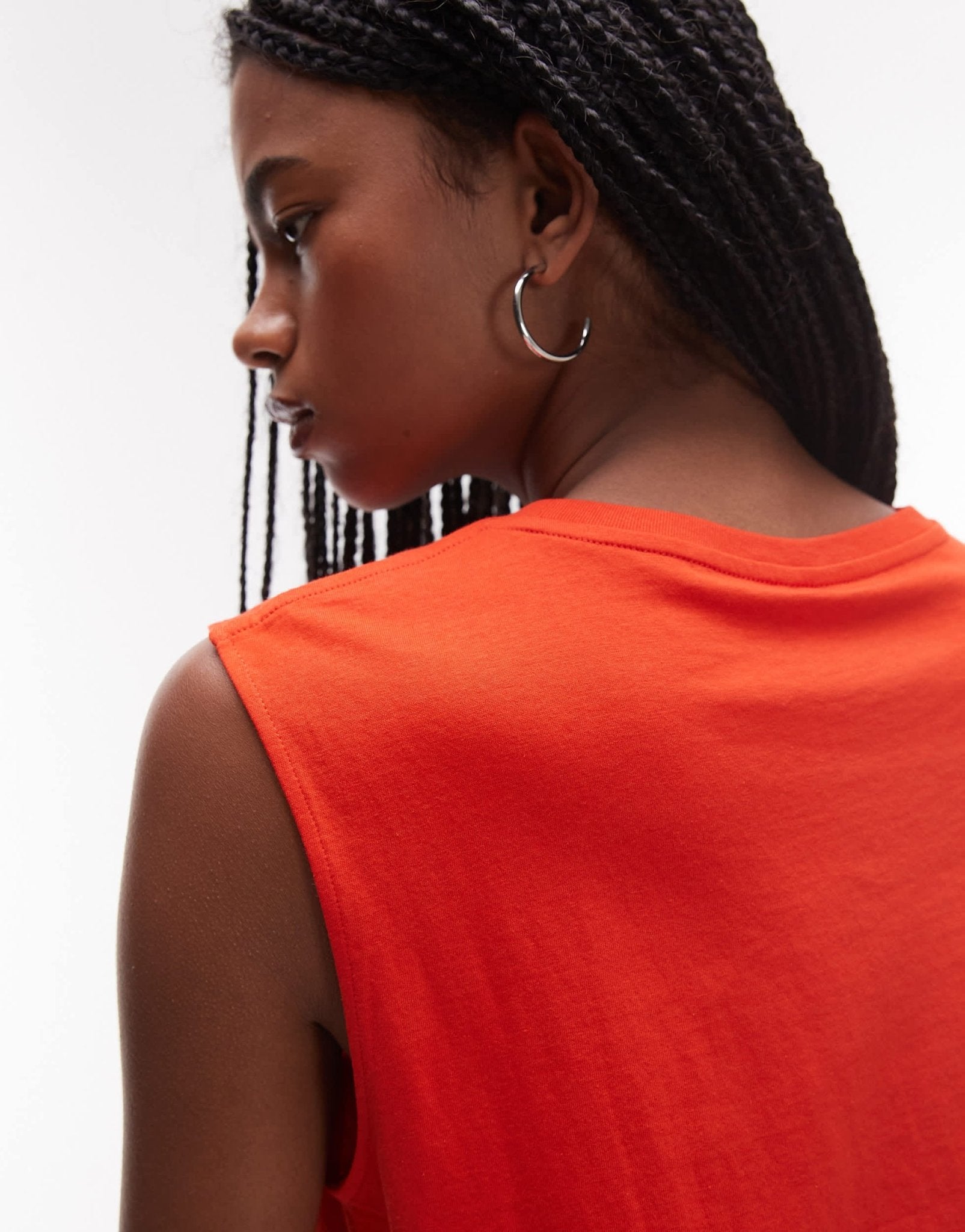ARKET jersey t-shirt top with cap sleeves in red - ASOS Sample Sale