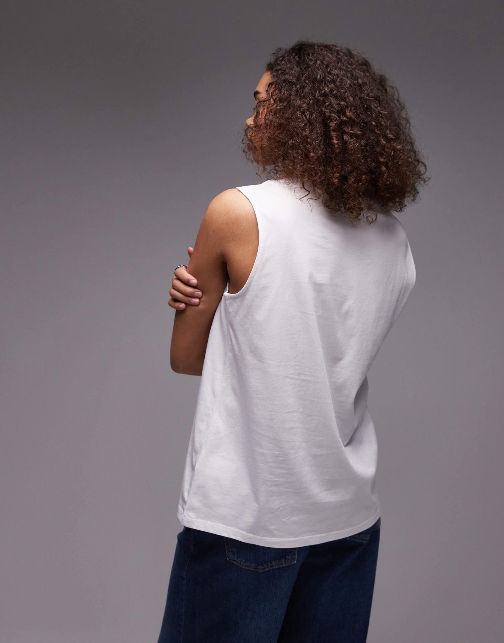 ARKET jersey t-shirt top with cap sleeves in white - ASOS Sample Sale
