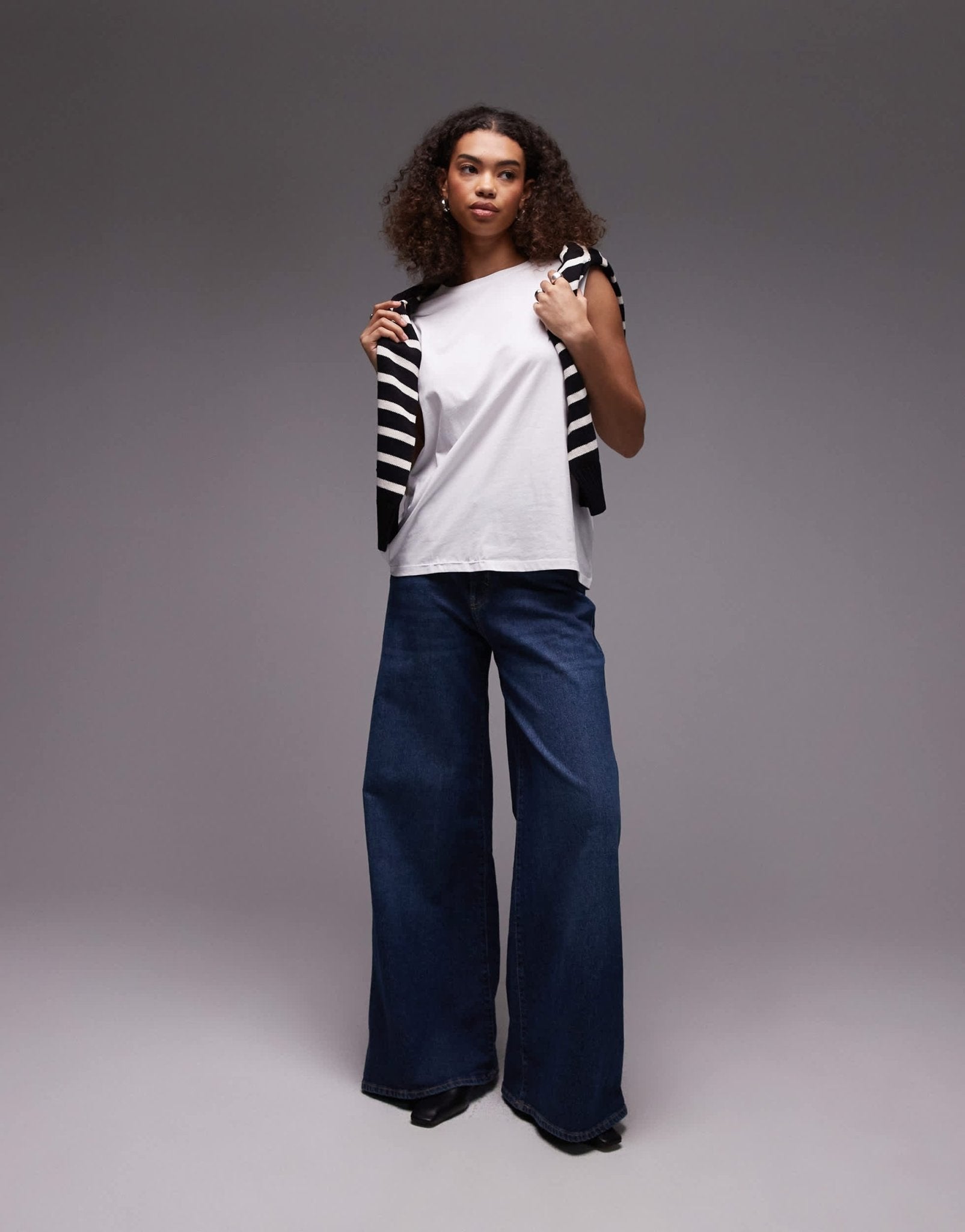 ARKET jersey t-shirt top with cap sleeves in white - ASOS Sample Sale