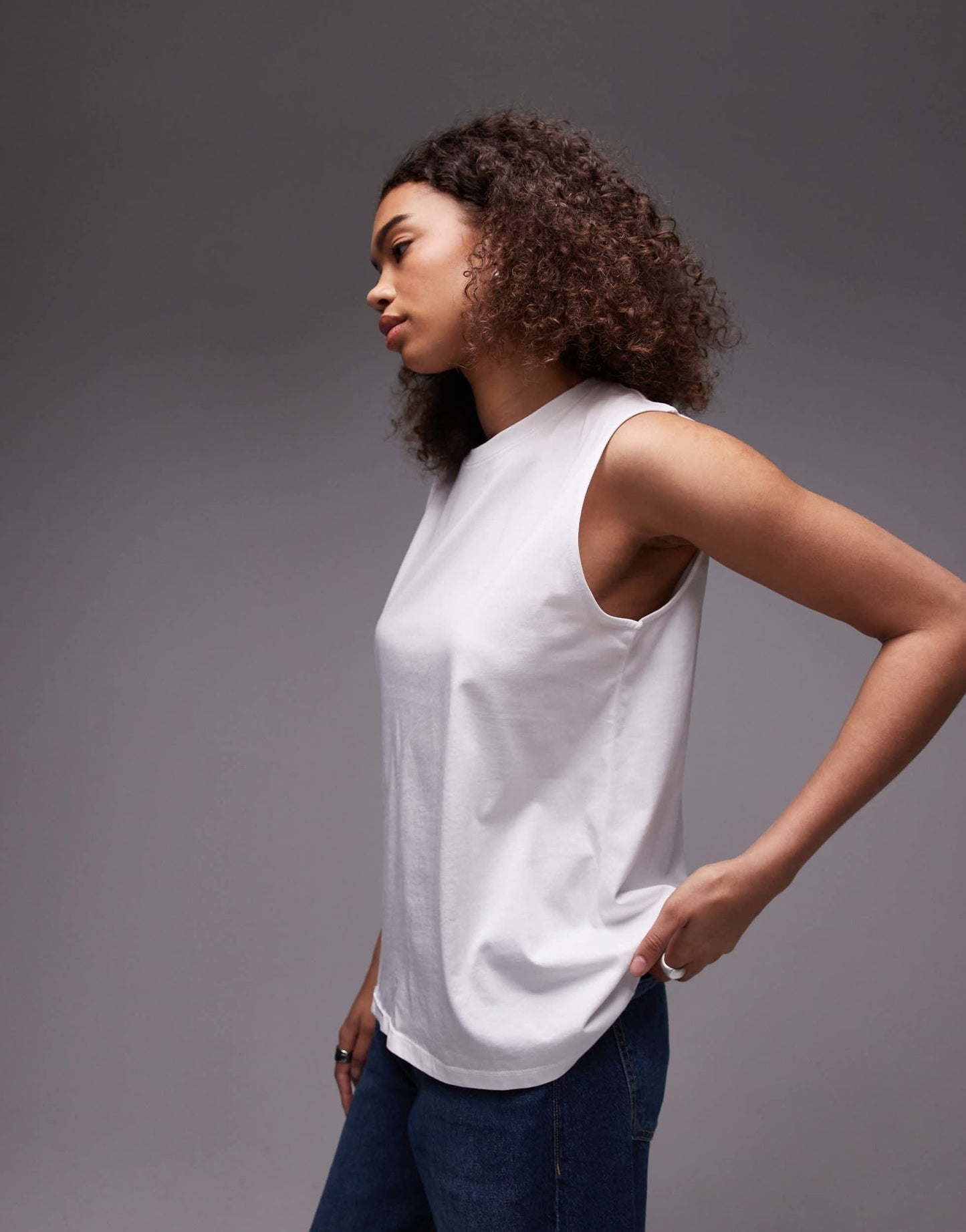 ARKET jersey t-shirt top with cap sleeves in white - ASOS Sample Sale
