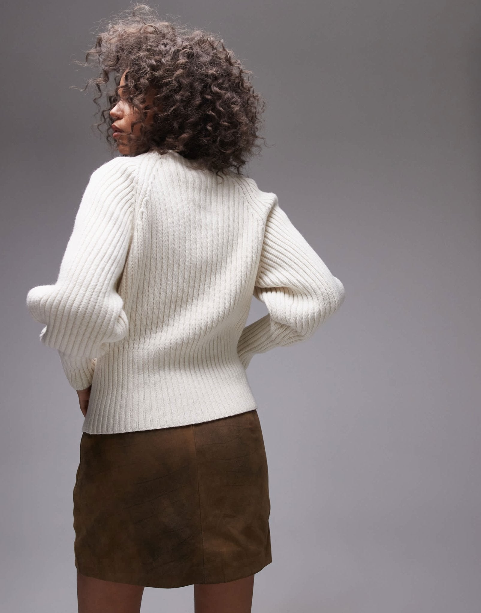 ARKET knitted jumper with button shoulder detail in off - white - ASOS Sample Sale