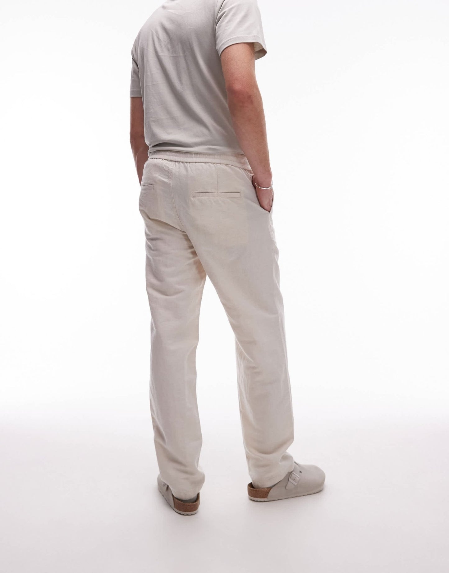ARKET linen blend trousers in light beige - ASOS Sample Sale