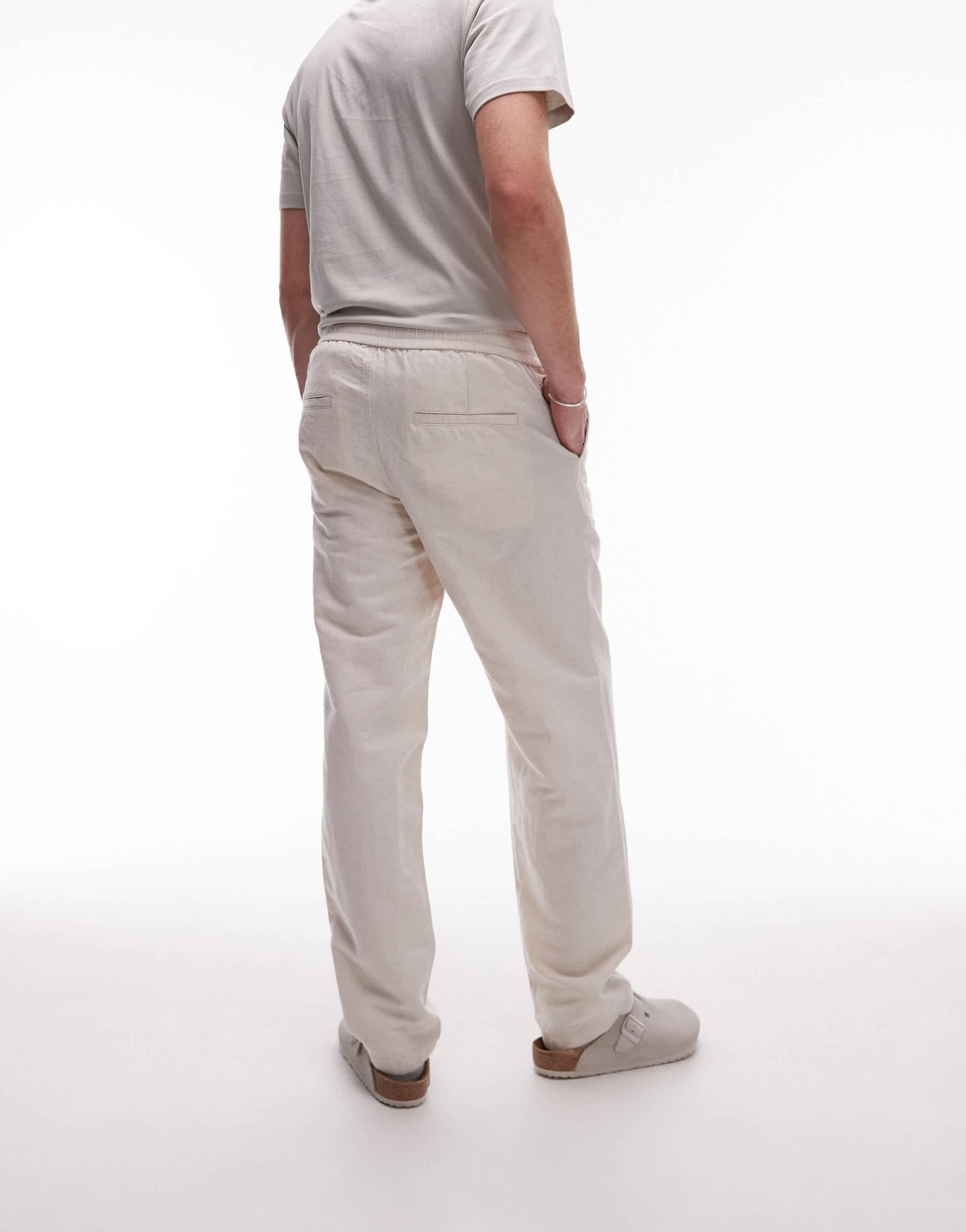 ARKET linen blend trousers in light beige - ASOS Sample Sale